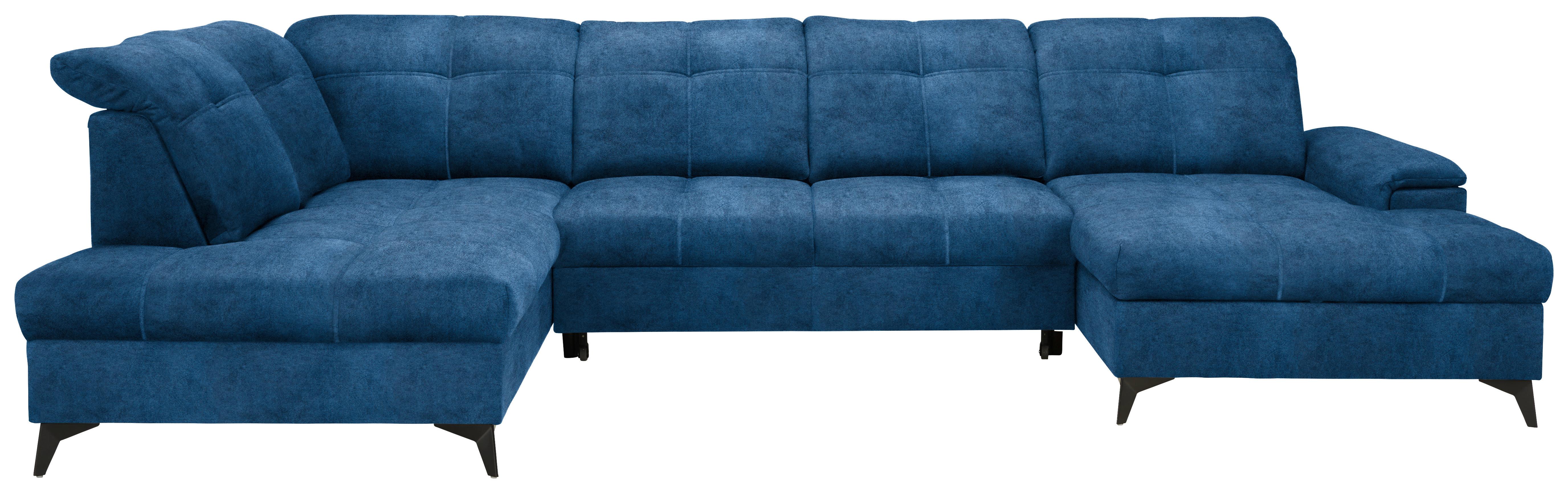 Wohnlandschaft Sierra Blau - Blau/Schwarz, MODERN, Textil/Metall (230/364/181cm) - Mömax