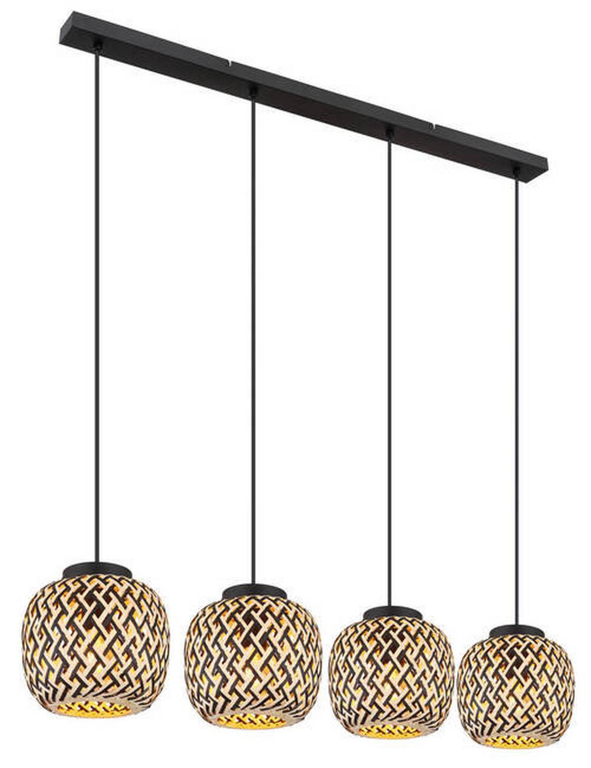Hängeleuchte Colly Naturfarben max. 15 Watt - Schwarz/Naturfarben, Natur, Naturmaterialien/Kunststoff (100/20/120cm) - Globo