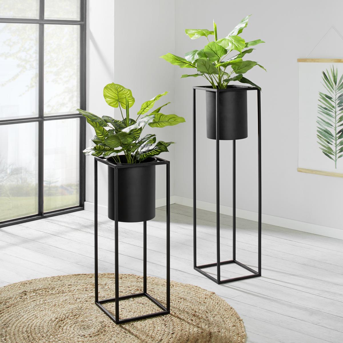 Kaspó Kiara - fekete, Lifestyle, fém (21/80,5cm) - Mömax