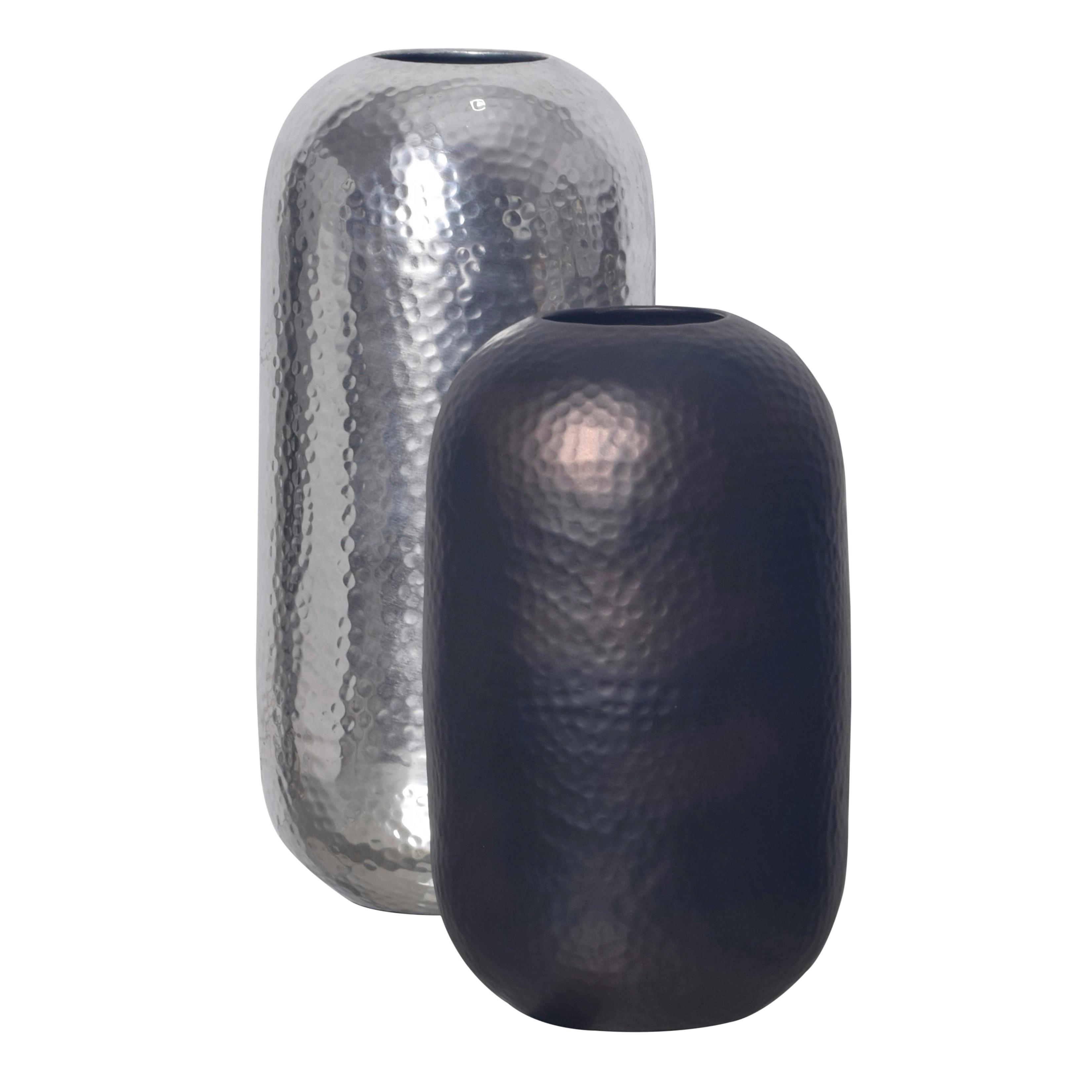 DEKOVASE DEKOVASE 2ER SET HAMMERSCHLAG - Silberfarben, Design, Metall (20/46/20cm) - Livetastic