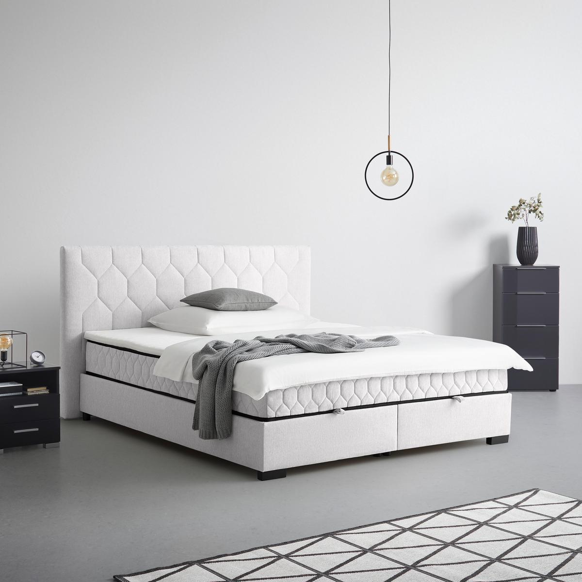 Boxbett Maya-D Beige ca. 180x200cm - Beige/Schwarz, KONVENTIONELL, Holz/Holzwerkstoff (180/200cm) - Mömax