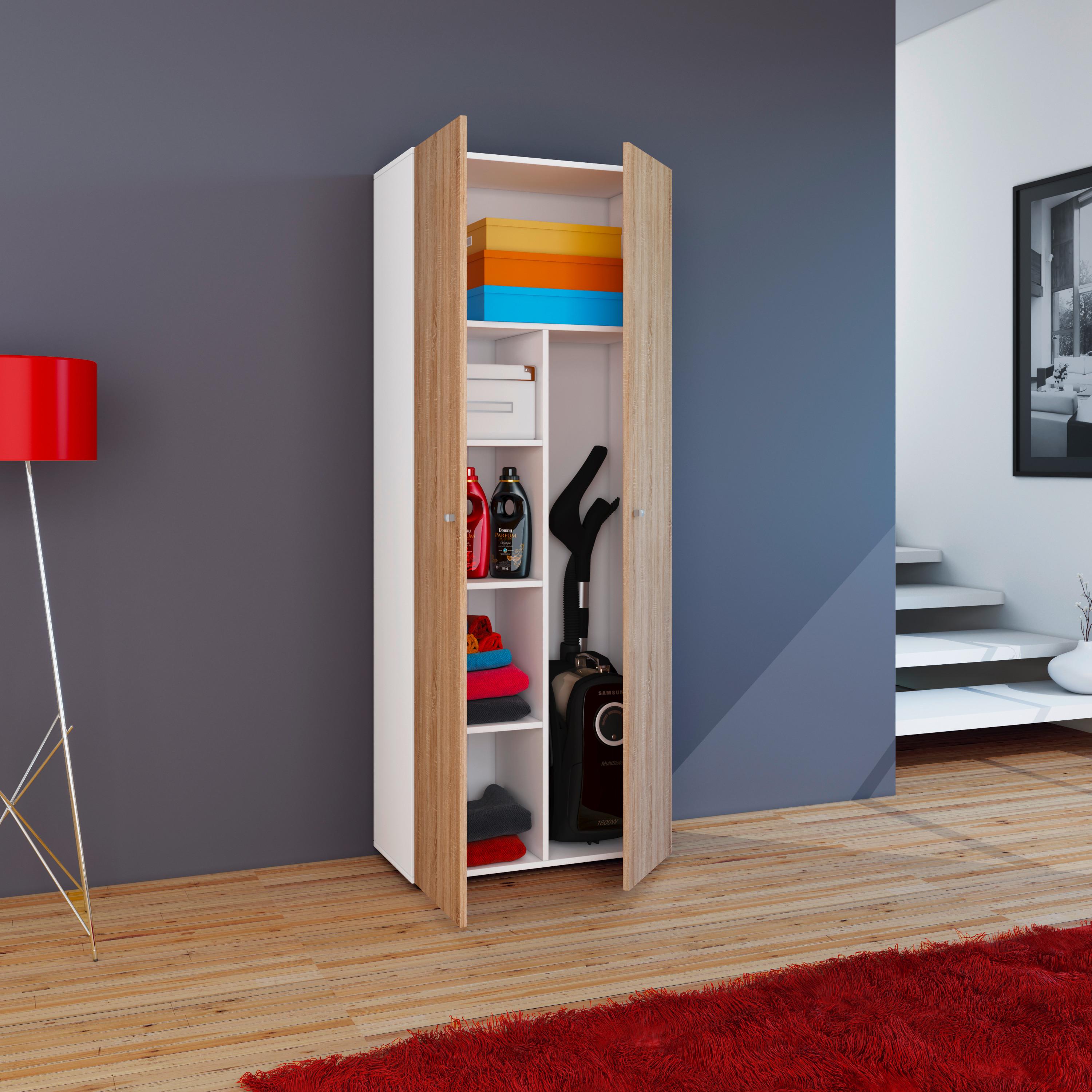 MEHRZWECKSCHRANK VANDOL II DT - Weiss/Silberfarben, Design, Holzwerkstoff/Kunststoff (70/178/39cm) - MID.YOU
