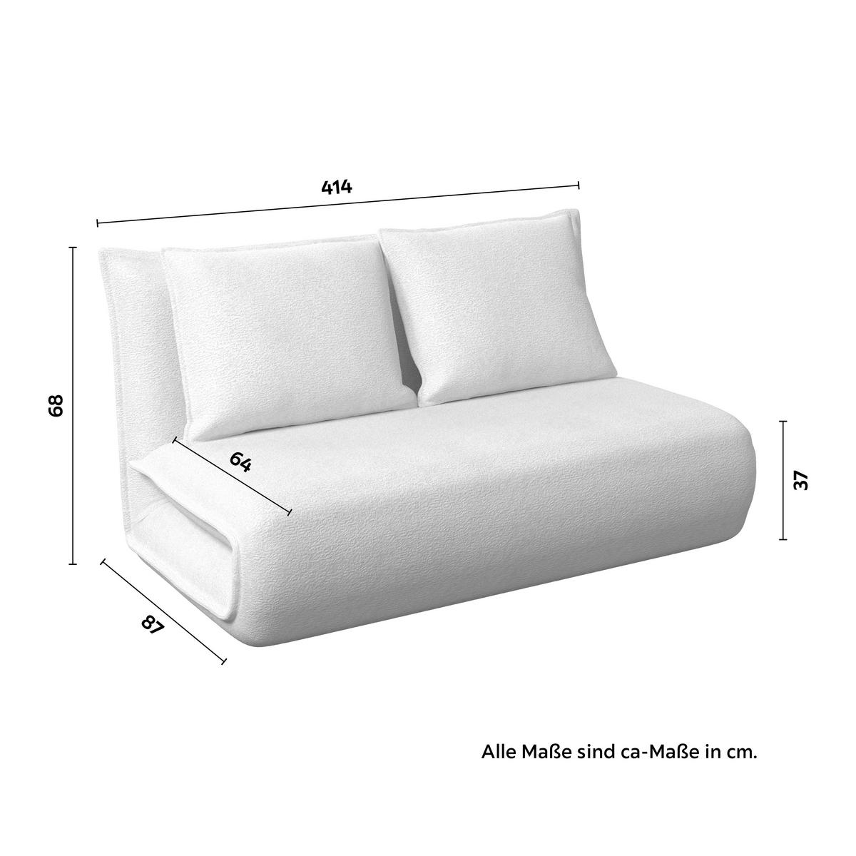 Schlafsofa Macy Weiß Bouclé - Weiß, MODERN, Textil/Metall (141/68/87cm) - Bessagi Home