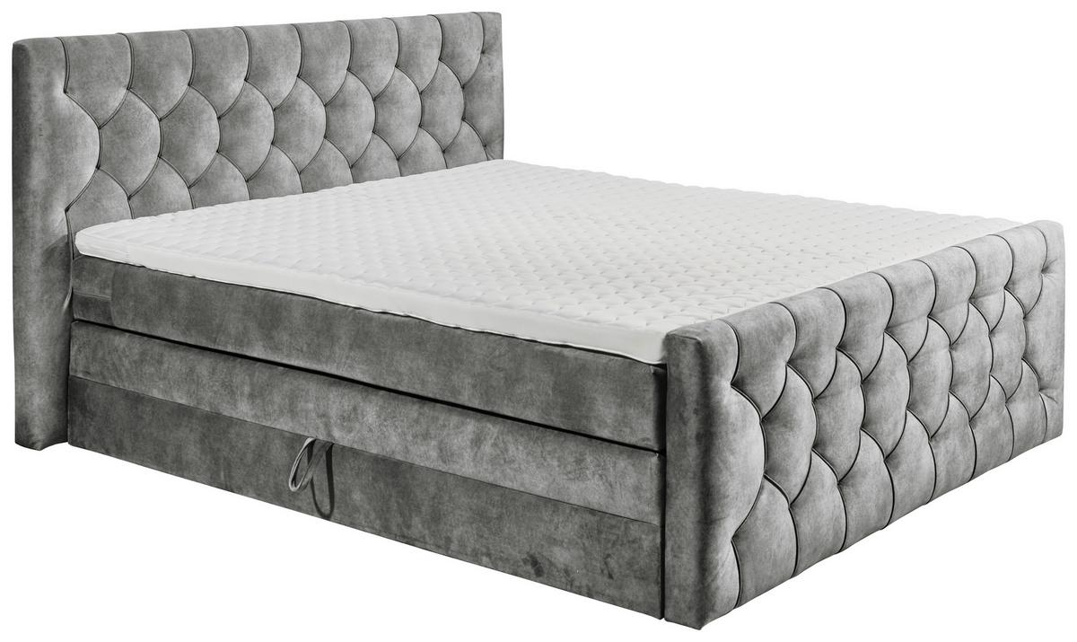 Boxspringbett Cashfield 8 ca. 180x200 cm Grau - Grau, MODERN, Holzwerkstoff/Kunststoff (180/200cm) - MID.YOU