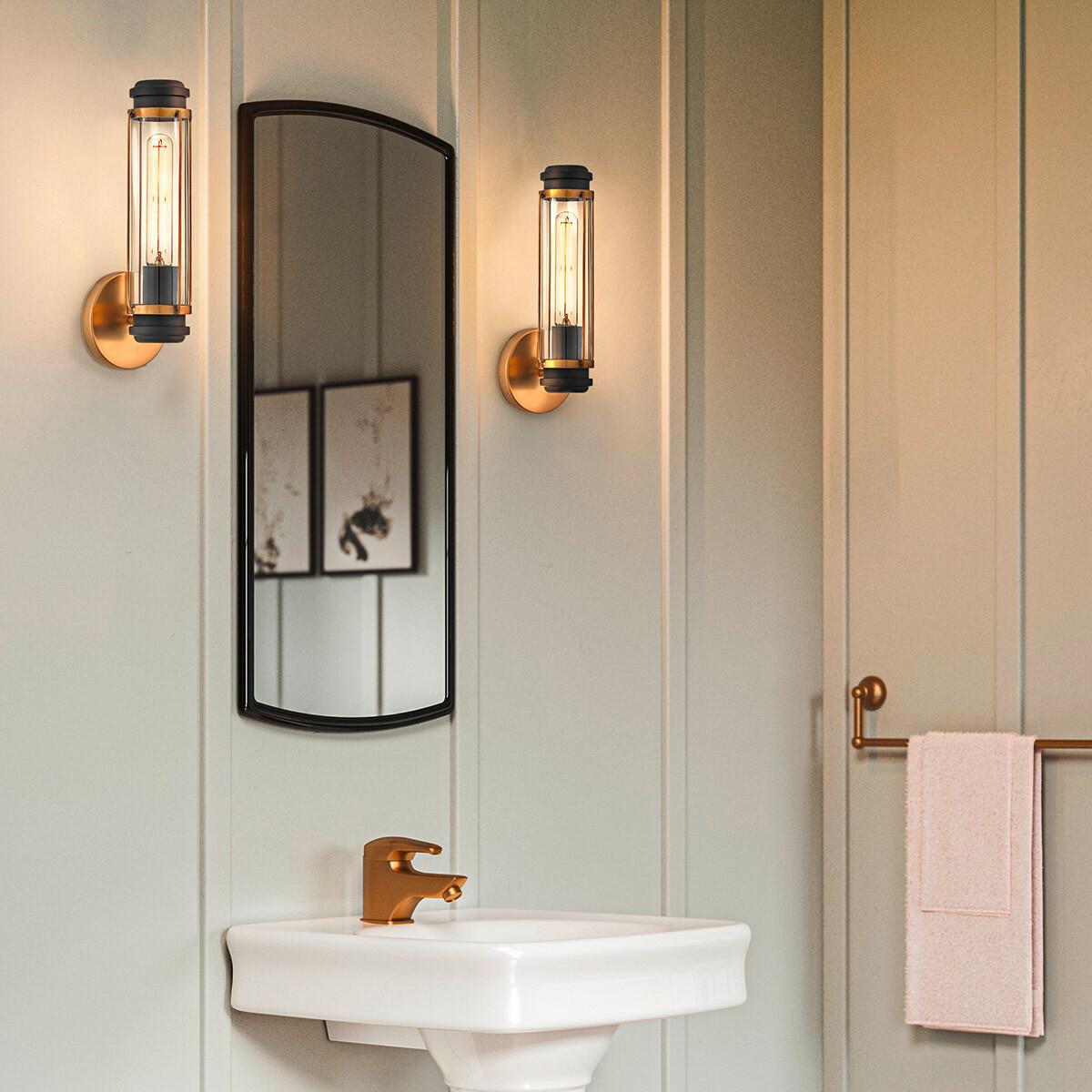 Fürdőszobai Falilámpa Hk-Masthead1-Hbbk - fekete/sárgarézszínű, Konventionell, üveg/fém (35,1/12,2/12,8cm) - Elstead Lighting