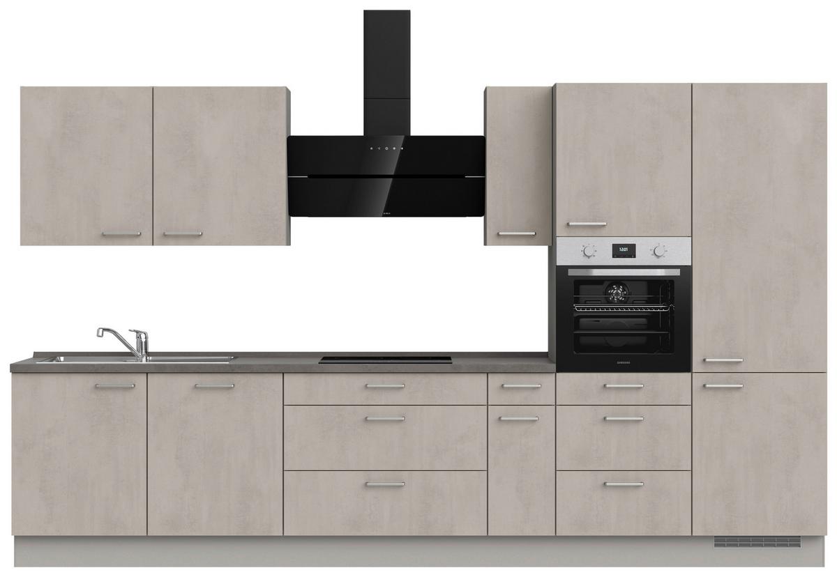 Küchenblock Riva High m. Geräten Grau - Schieferfarben/Edelstahlfarben, MODERN, Holzwerkstoff/Metall (360cm) - Nobilia