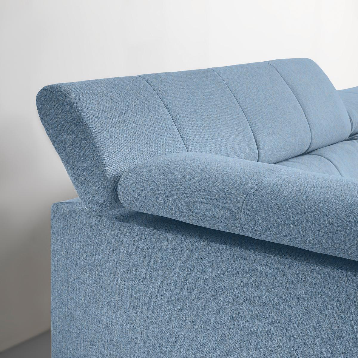 Wohnlandschaft Alberto Hellblau - Schwarz/Hellblau, MODERN, Textil/Metall (296/78/201cm) - Mömax