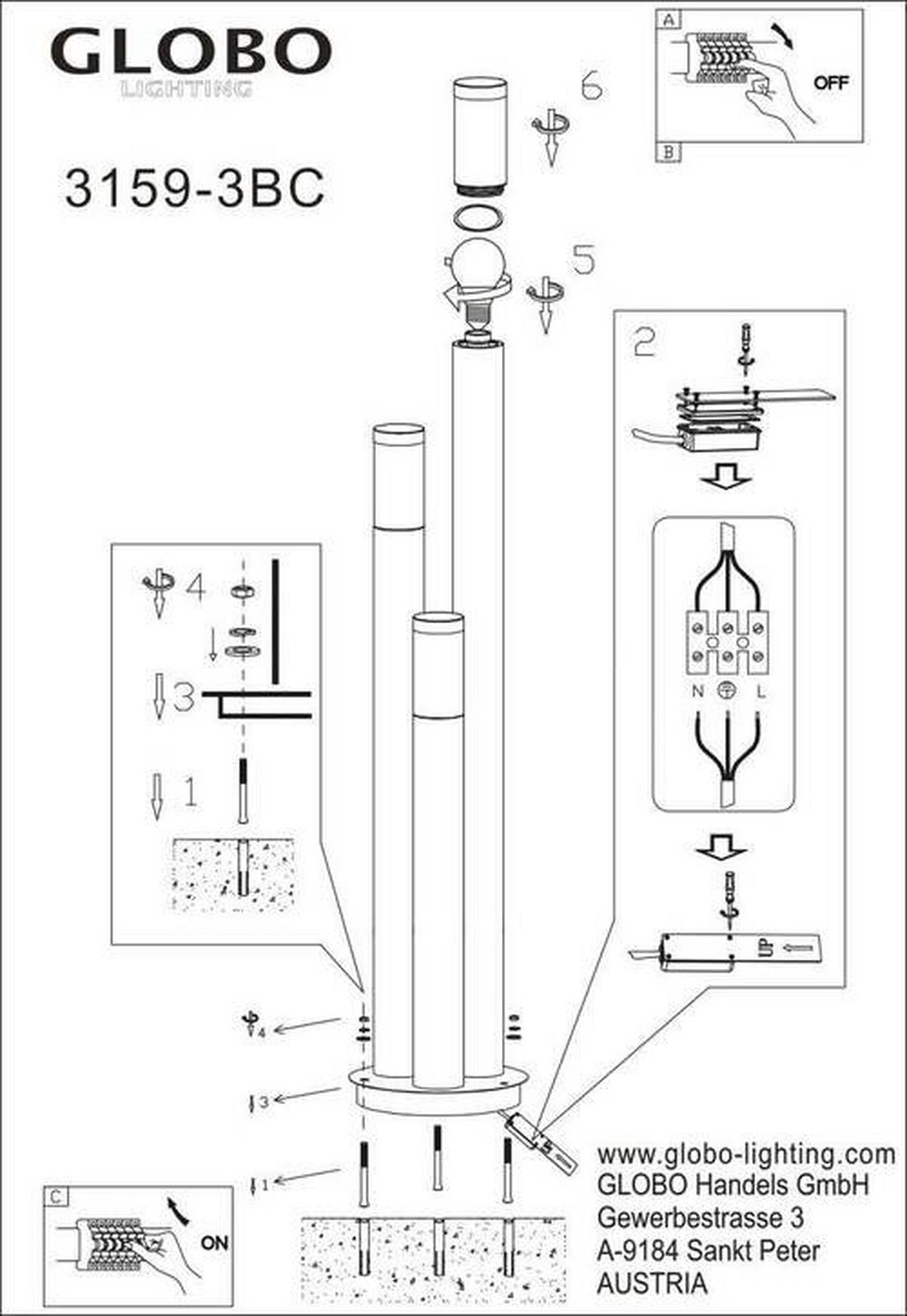 Zunanja Svetilka Boston, 23 W - siva/črna, Design, kovina/umetna masa (28/170cm) - Globo