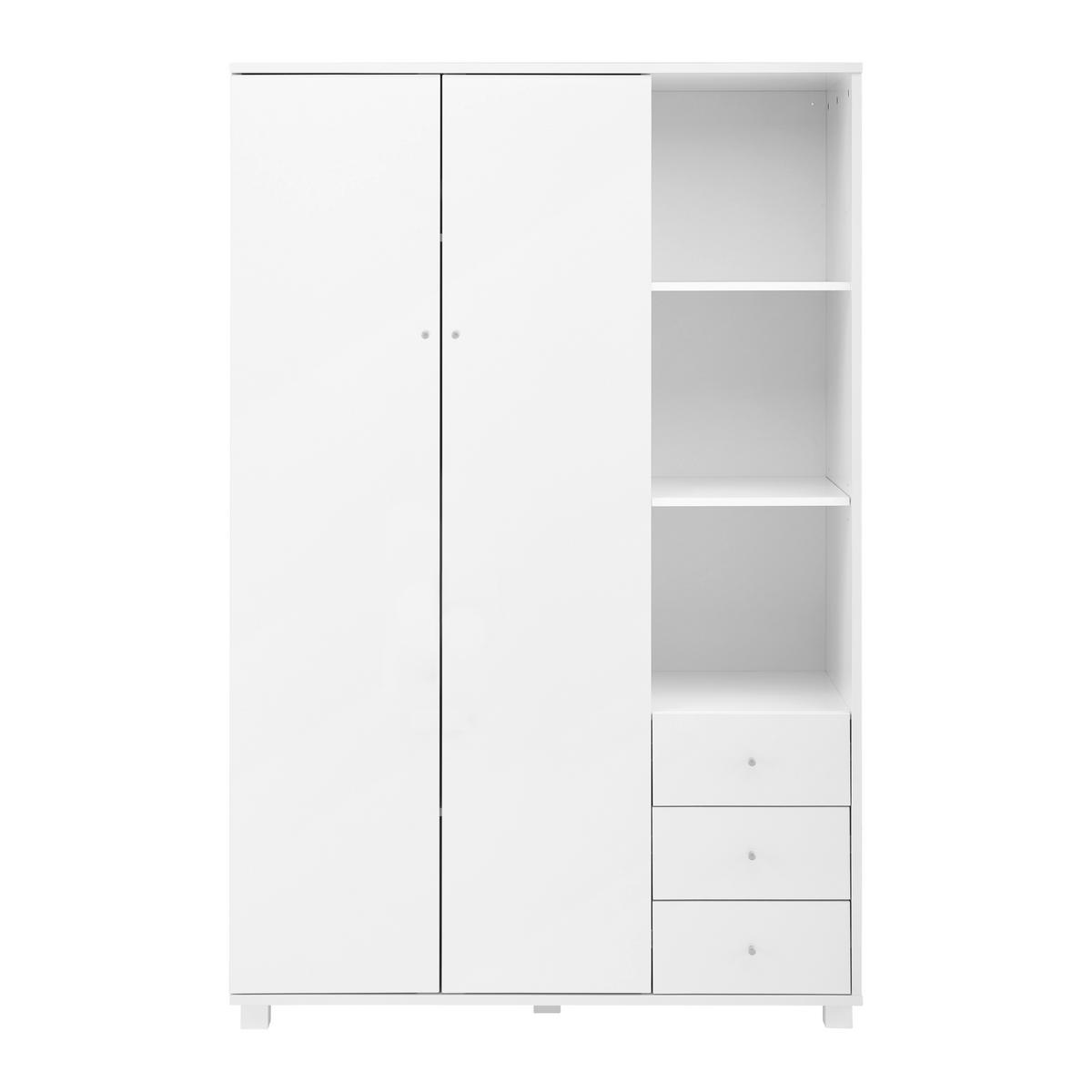 Drehtürenschrank Milo Weiß ca. 115x176x55 cm - Silberfarben/Weiß, MODERN, Holz/Metall (115/176/55cm) - Bessagi Home