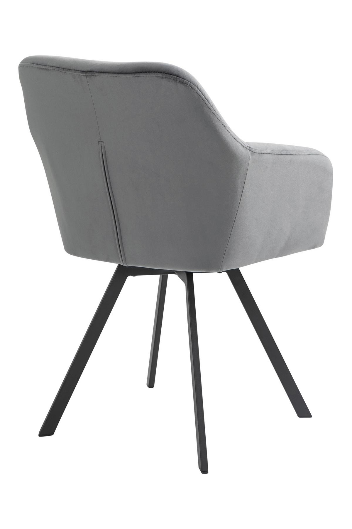 Naslanjač Samt, Siva, Vrtljiv - siva/črna, Moderno, kovina/tekstil (61/85/62cm) - Livetastic