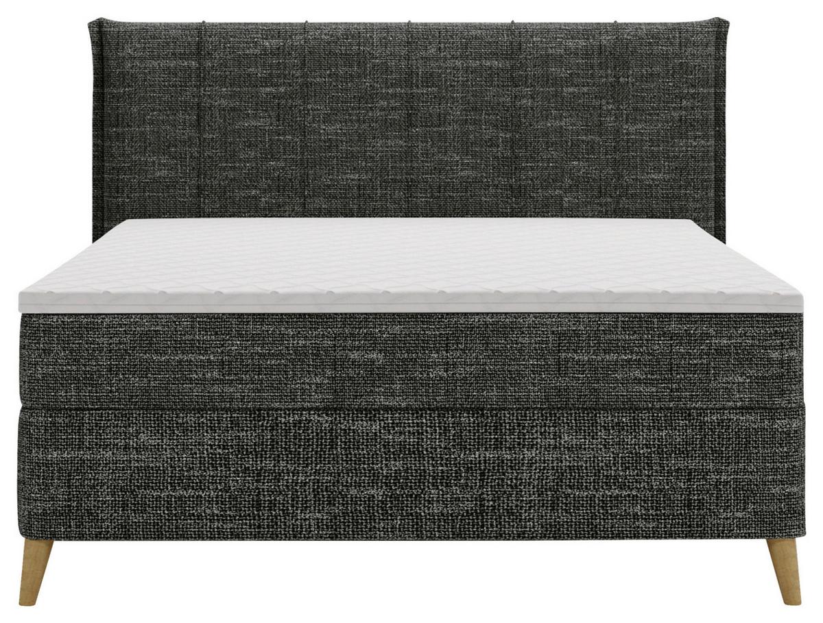 Boxbett Veloria Schwarz ca. 140x200cm - Schwarz, KONVENTIONELL, Textil/Metall (140/200cm) - Based