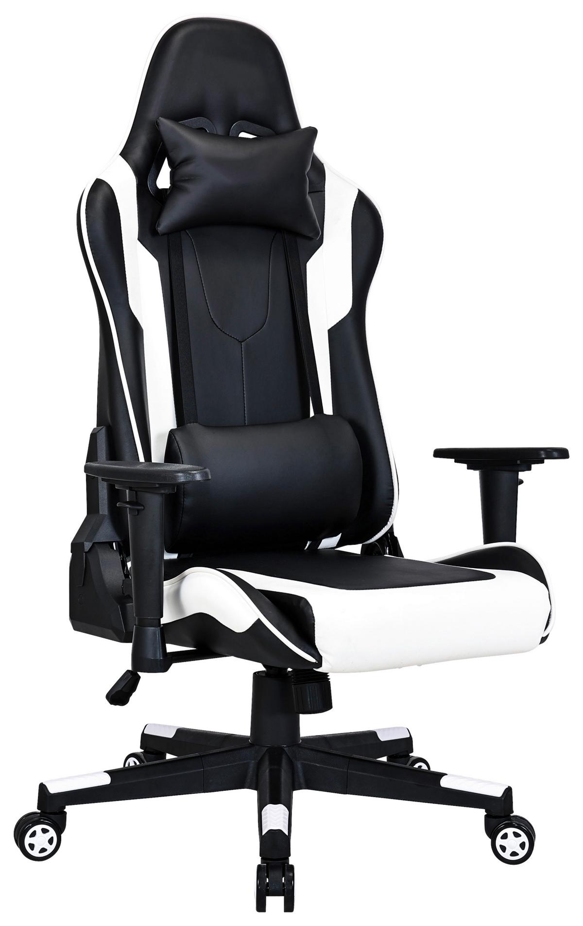 Drehstuhl Ziva Schwarz/Weiß - Schwarz/Weiß, MODERN, Kunststoff/Textil (69,5/120-130/66cm) - Mömax