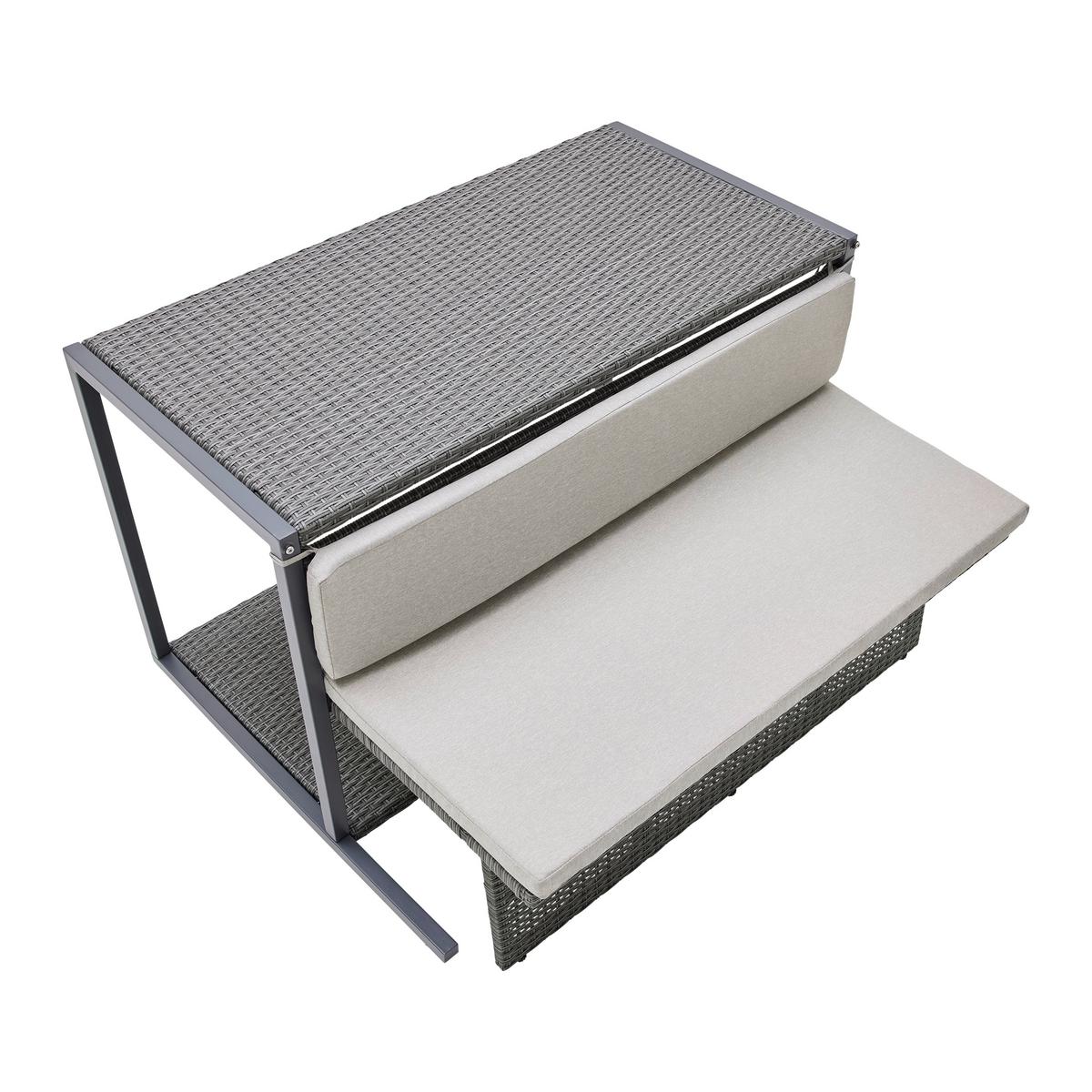 Balkonszett Mario Ii - világosszürke/szürke, Modern, műanyag/textil (120/75/105cm) - Bessagi Garden