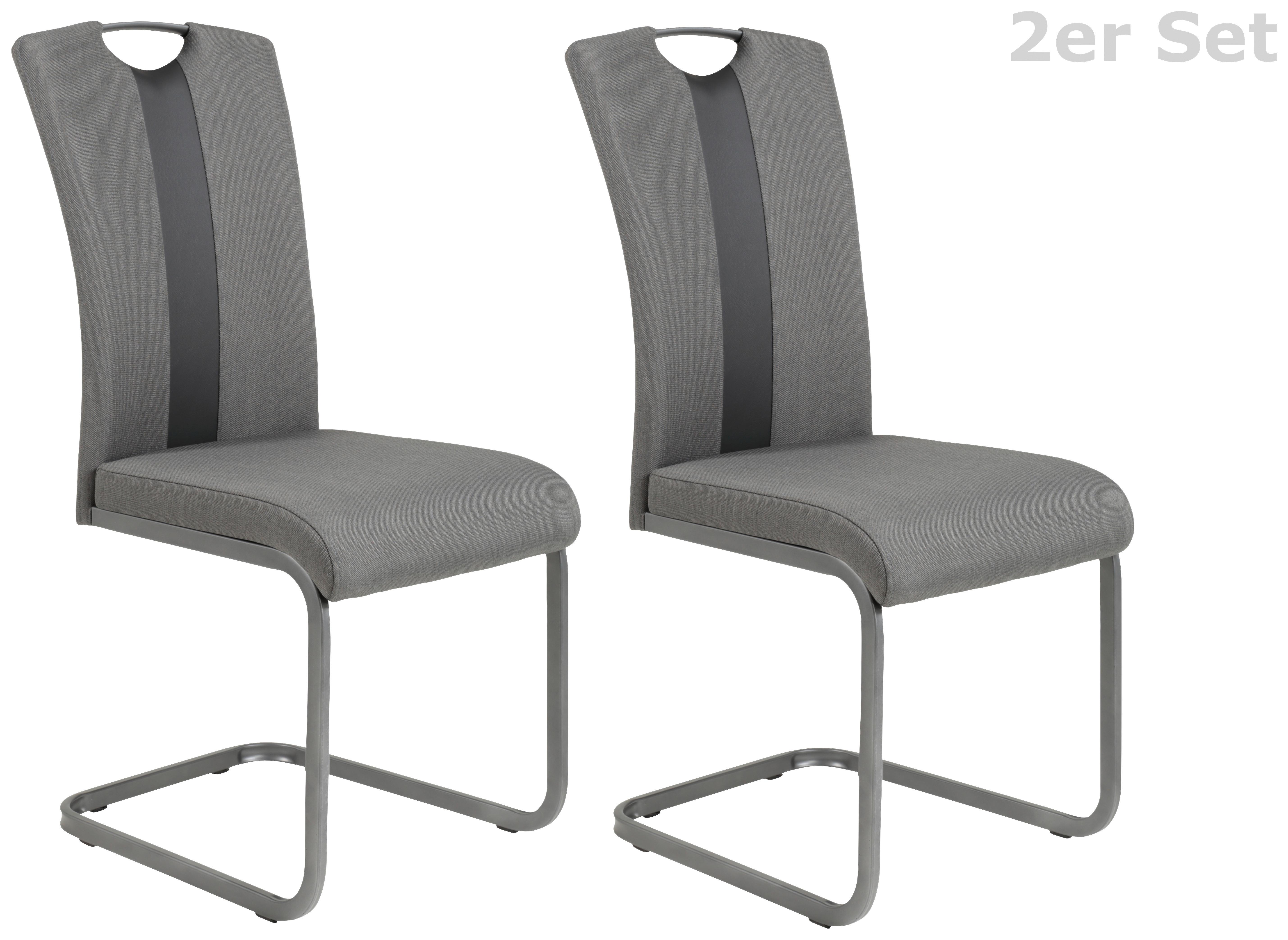 SCHWINGSTUHL-SET AMBER 2 S - Anthrazit/Grau, MODERN, Textil/Metall (43/98/56cm) - MID.YOU