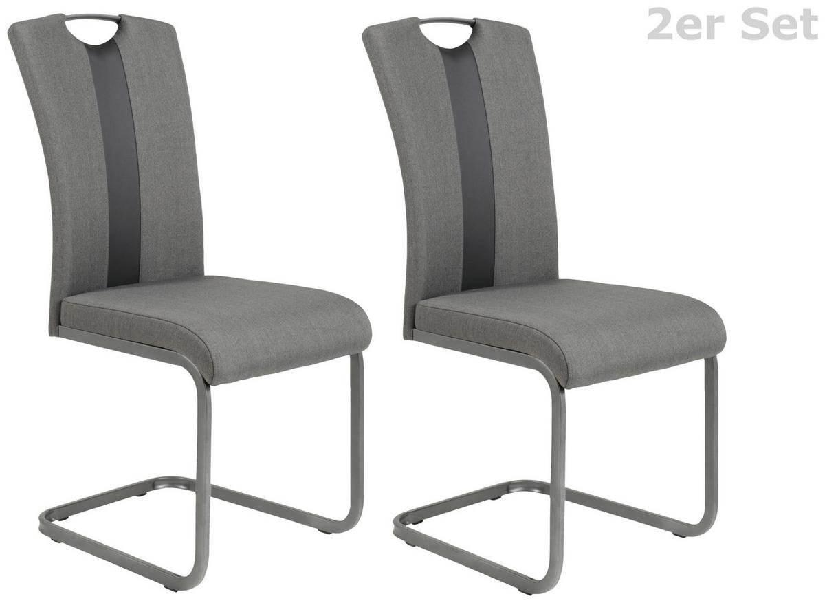 SCHWINGSTUHL-SET AMBER 2 S - Anthrazit/Grau, MODERN, Textil/Metall (43/98/56cm) - MID.YOU