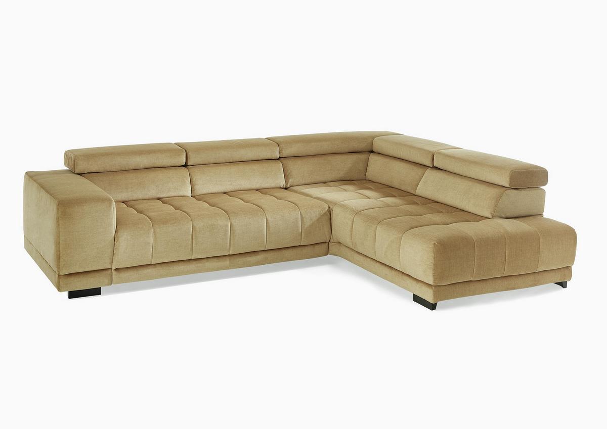 Sarokgarnitúra Solero - aranyszínű, Lifestyle, műanyag/faalapú anyag (298/233cm) - Premium Living