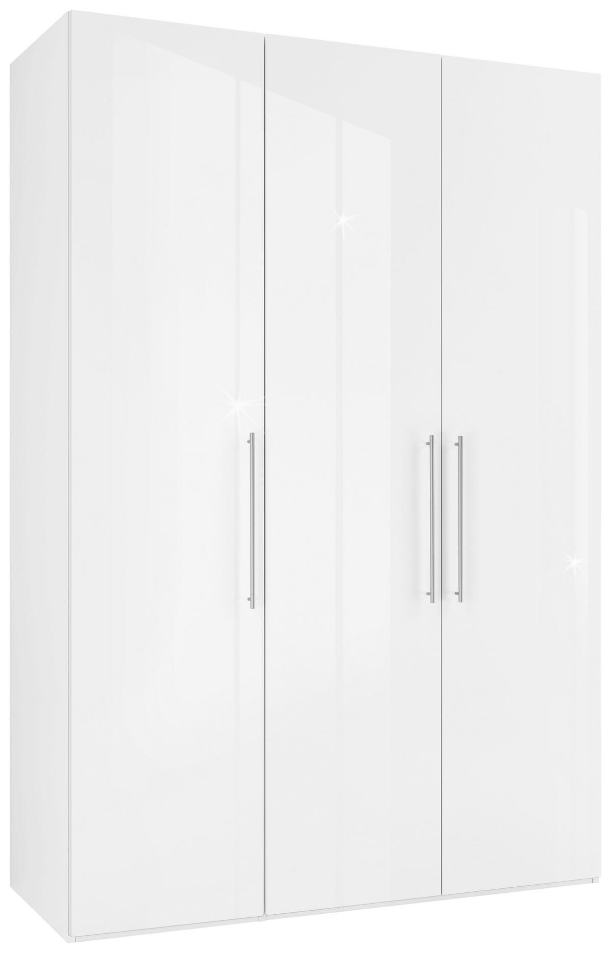 Drehtürenschrank Glossy in Weiß ca. 147x219x60cm - Chromfarben/Weiß, MODERN, Holzwerkstoff/Metall (147/219/60cm) - Mömax
