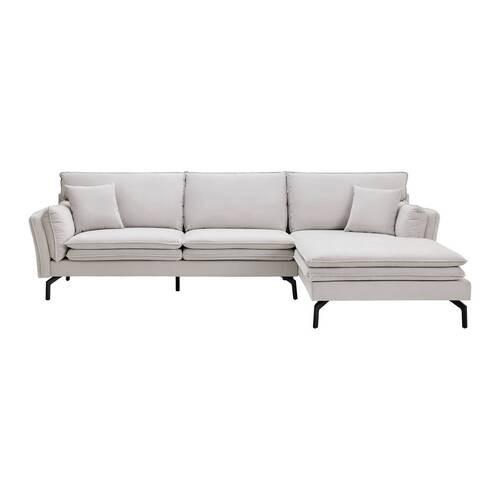 Sedežna Garnitura Lani, Iz Žameta - črna/svetlo siva, Moderno, kovina/tekstil (296/86/89-170cm) - Bessagi Home