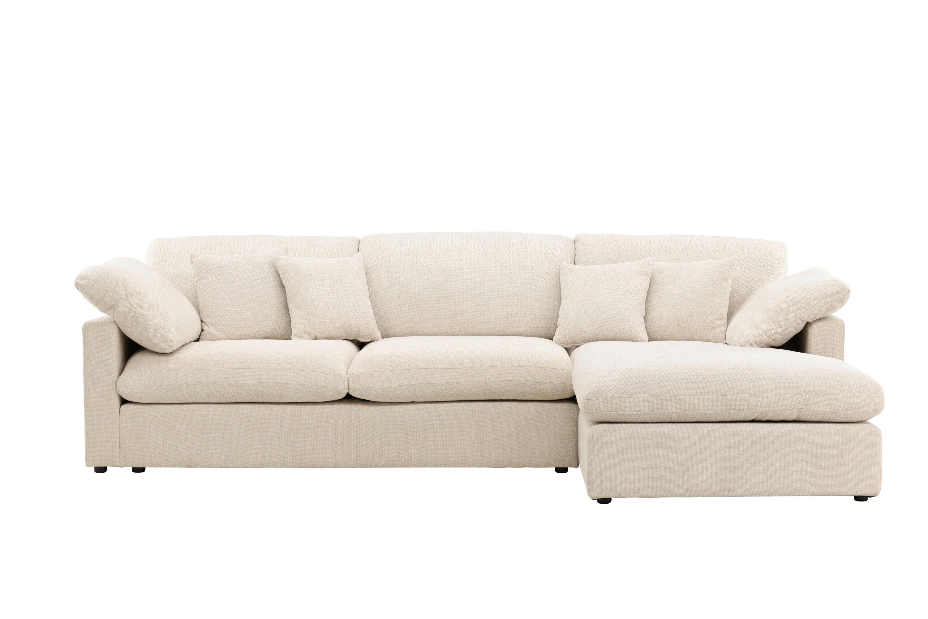 Ecksofa Amalfi Beige - Beige, MODERN, Kunststoff/Textil (297/107cm) - Livetastic