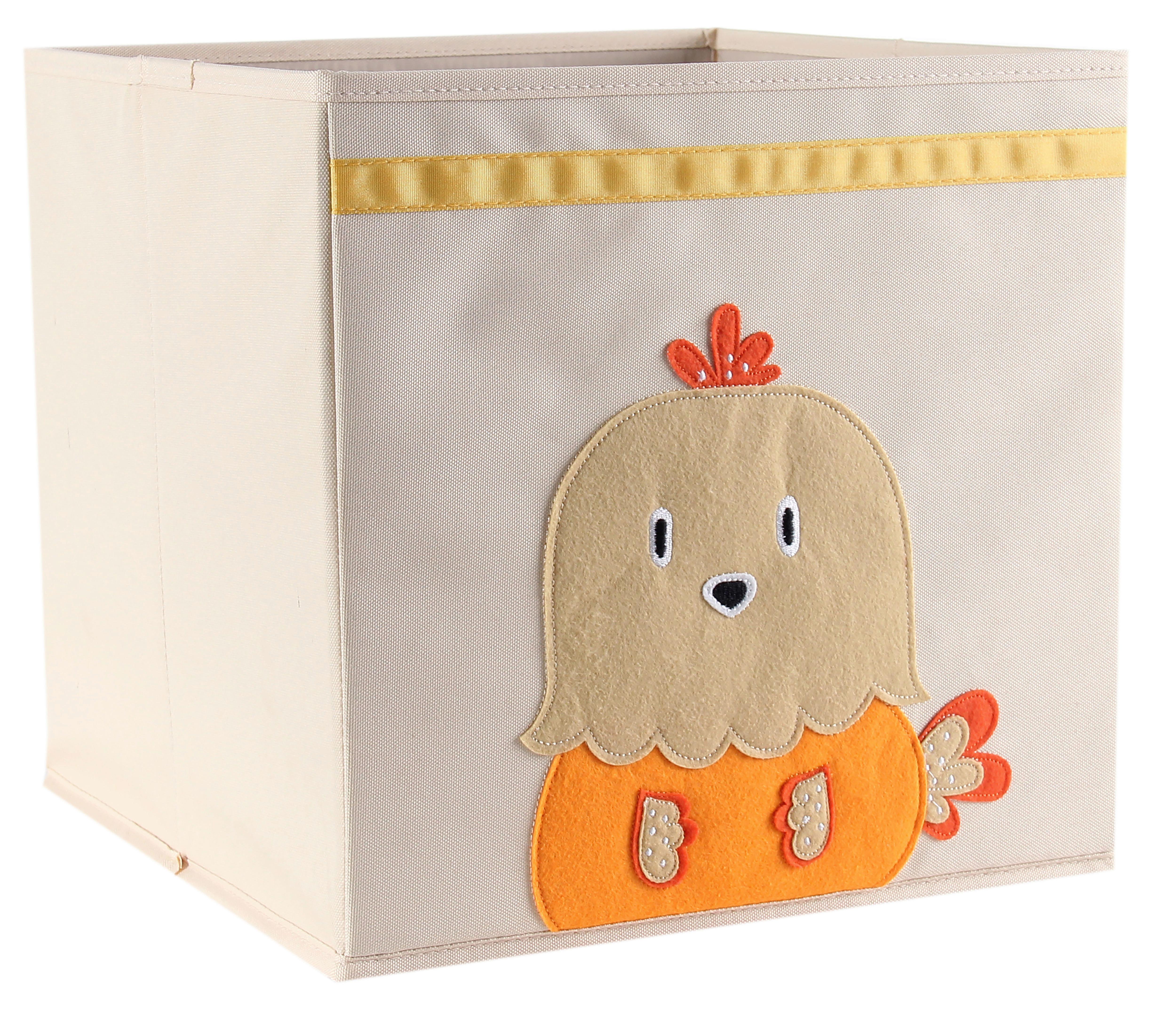 Faltbox Peter ca. 34l - Gelb/Creme, Karton/Textil (33/32/33cm) - Modern Living