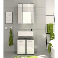 Badezimmer-Set BLAKE 2-teilig, Weiß Hochglanz - Weiß Hochglanz/Silberfarben, MODERN, Glas/Holzwerkstoff (60cm) - MID.YOU