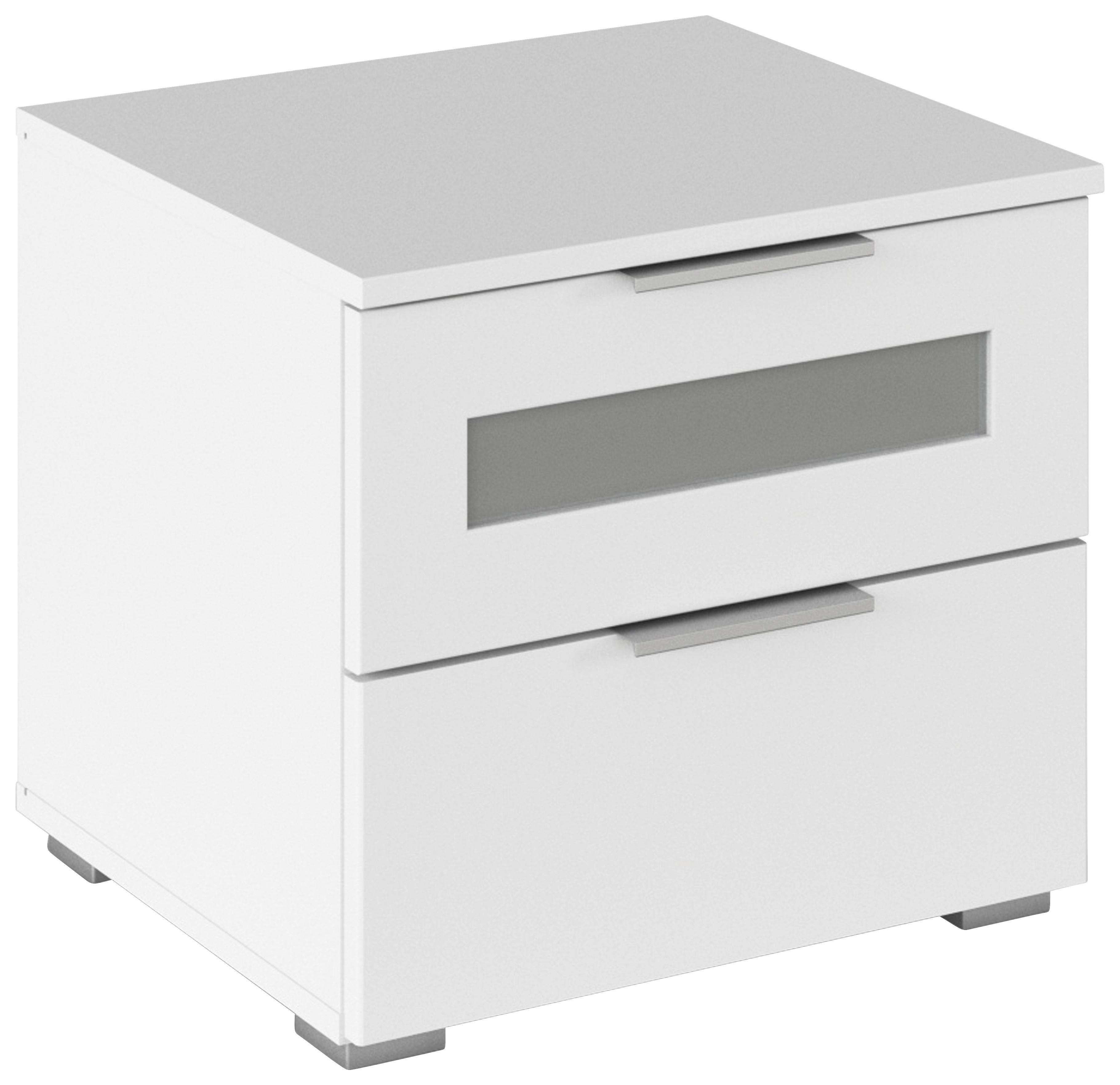 Nachtkästchen Mars 2L-GR Klar/Weiß - Klar/Alufarben, KONVENTIONELL, Glas/Holzwerkstoff (47/43/42cm) - Mömax