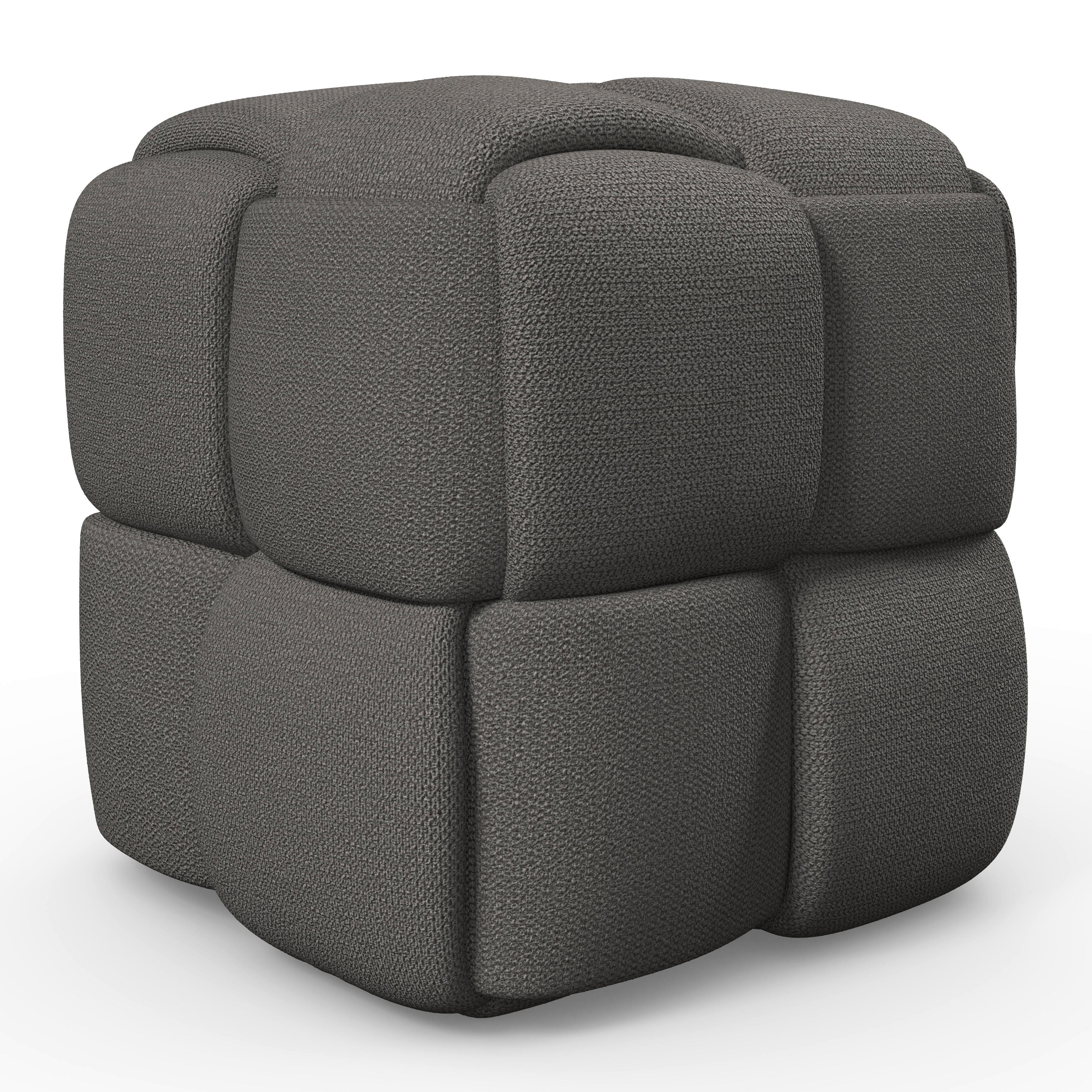Hocker Ella Dunkelgrau Bouclé - Dunkelgrau/Schwarz, MODERN, Holz/Kunststoff (45/45/45cm) - Bessagi Home
