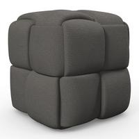 Hocker Ella Dunkelgrau Bouclé - Dunkelgrau/Schwarz, MODERN, Holz/Kunststoff (45/45/45cm) - Bessagi Home
