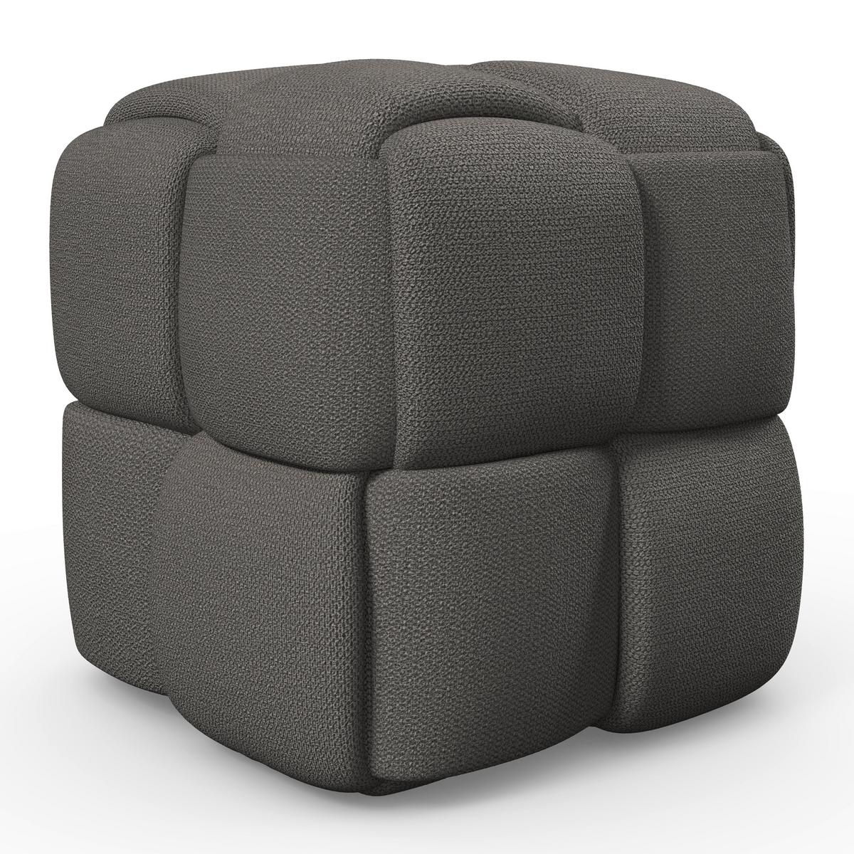 Hocker Ella Dunkelgrau Bouclé - Dunkelgrau/Schwarz, MODERN, Holz/Kunststoff (45/45/45cm) - Bessagi Home