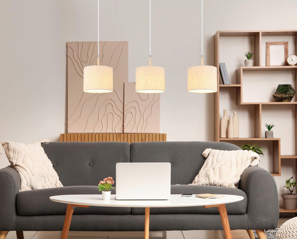 Lampă Suspendată Deleon - alb/crem, Design, plastic/metal (90/20/120cm) - Globo