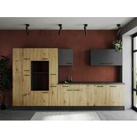 Kuhinjski Blok Brez Aparatov Oliver, 370cm - siva/črna, Design, kovina/leseni material (370cm) - Respekta