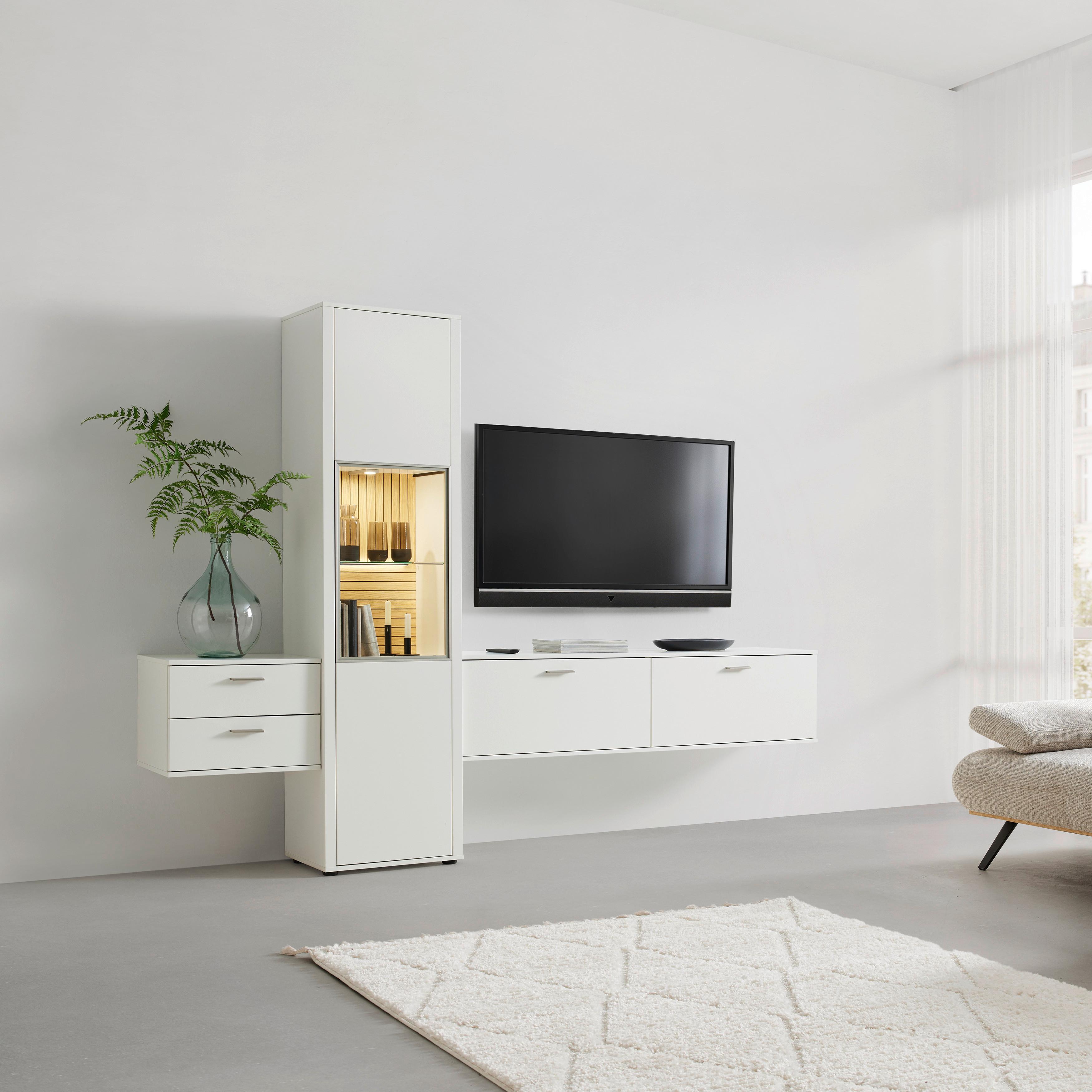 TV-Element Studio 11 in Weiß - Alufarben/Weiß, MODERN, Holzwerkstoff/Metall (166/39/38cm) - Premium Living