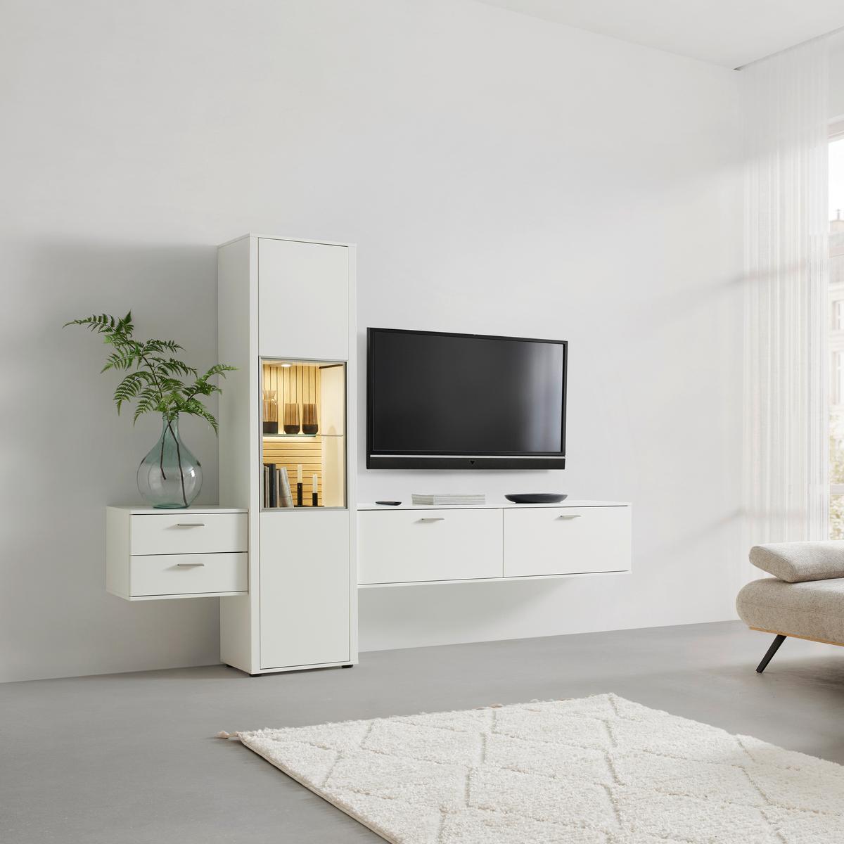 TV-Element Studio 11 in Weiß - Alufarben/Weiß, MODERN, Holzwerkstoff/Metall (53/39/38cm) - Premium Living