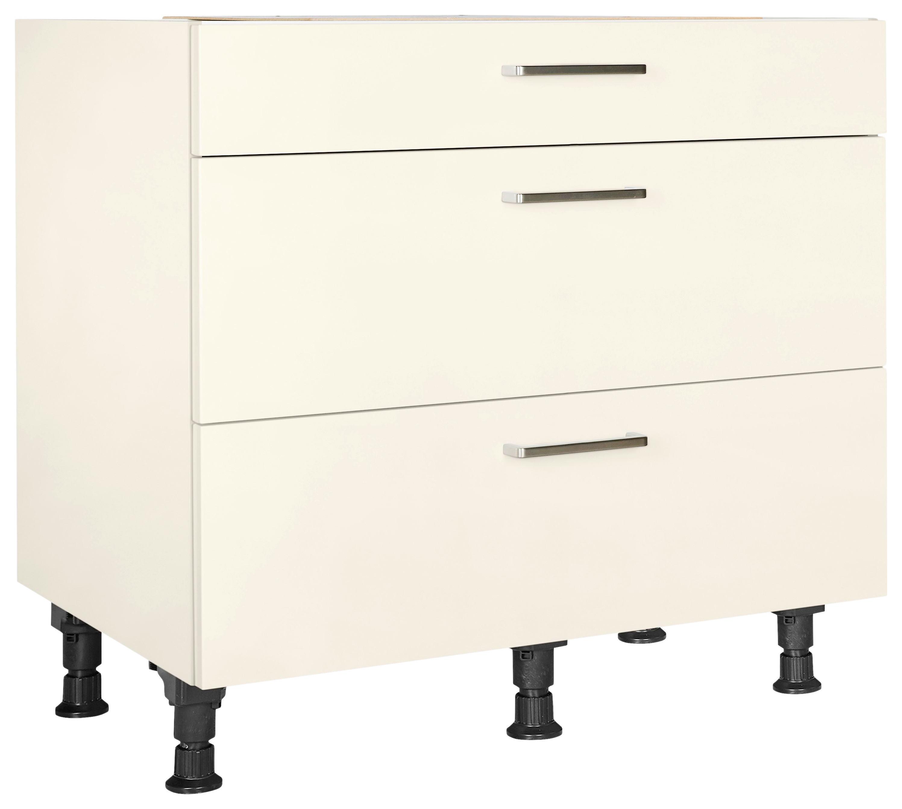 Schubkastenunterschrank Touch Magnolie - Edelstahlfarben/Magnolie, MODERN, Holzwerkstoff/Metall (90/87/56cm) - Nobilia