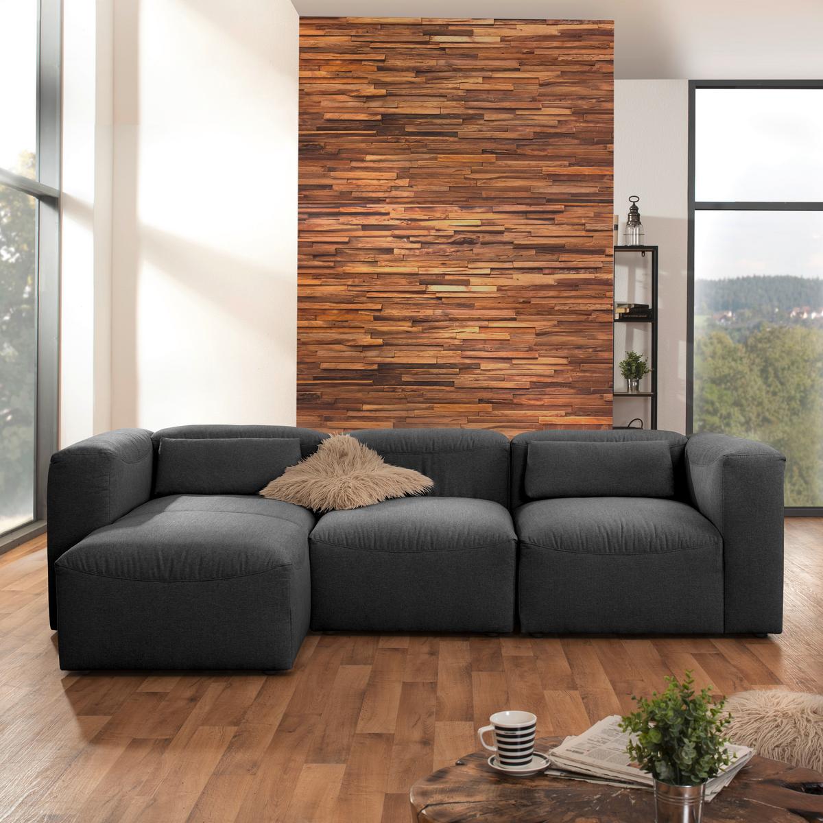 ECKSOFA LENA - Anthrazit, Design, Kunststoff/Textil (160/275cm) - Max Winzer