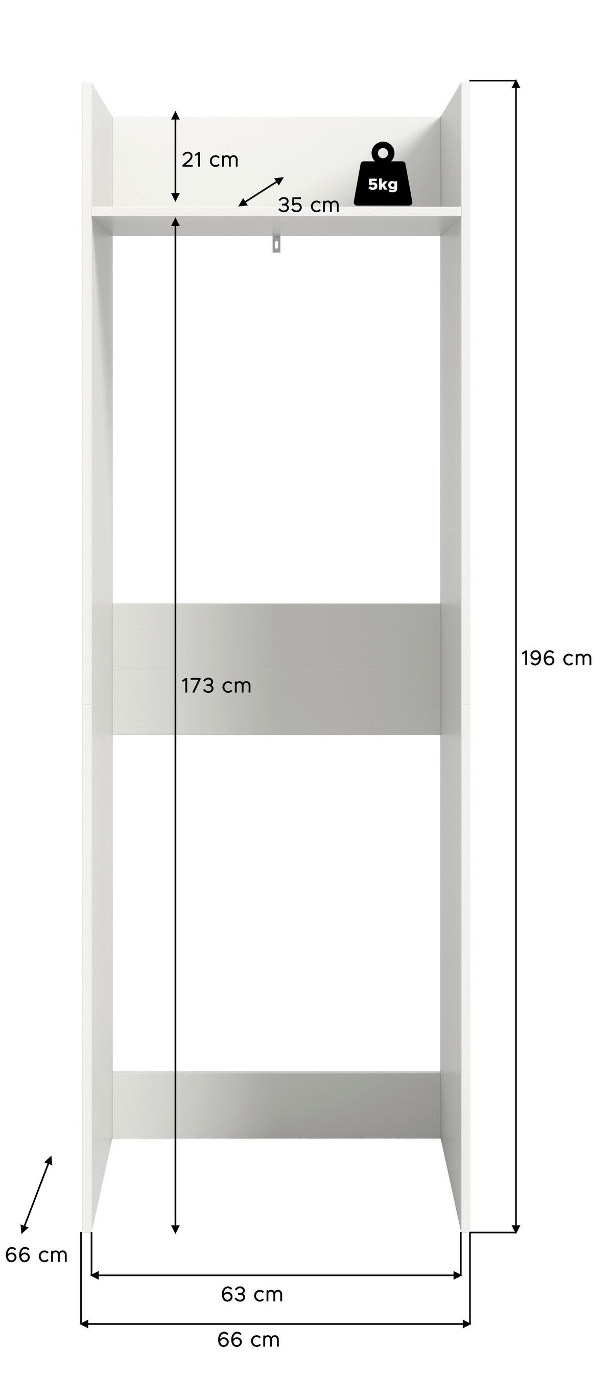 Waschmaschinenschrank Free Weiß - Weiß, Basics, Holzwerkstoff (66/195/60cm) - MID.YOU