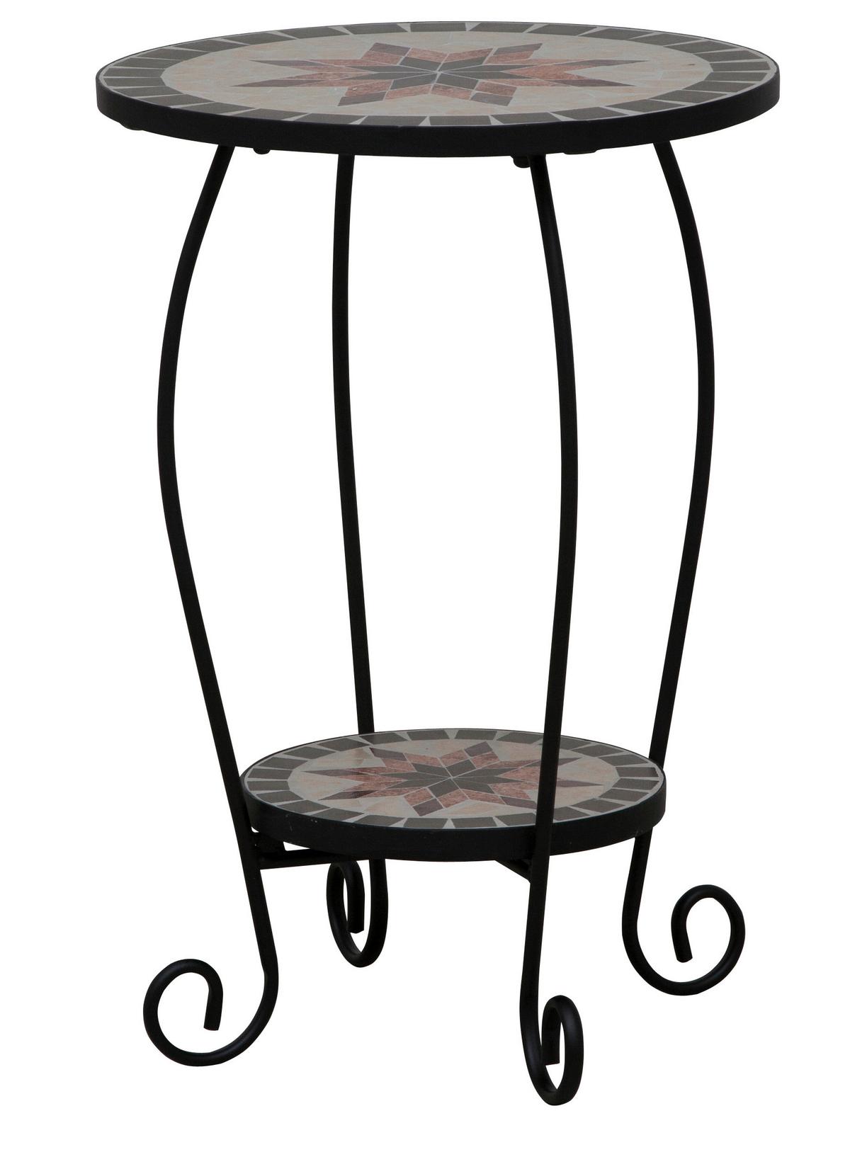 GARTENBEISTELLTISCH 875324 - Multicolor/Schwarz, MODERN, Keramik/Metall (40/40/60cm) - Siena Garden