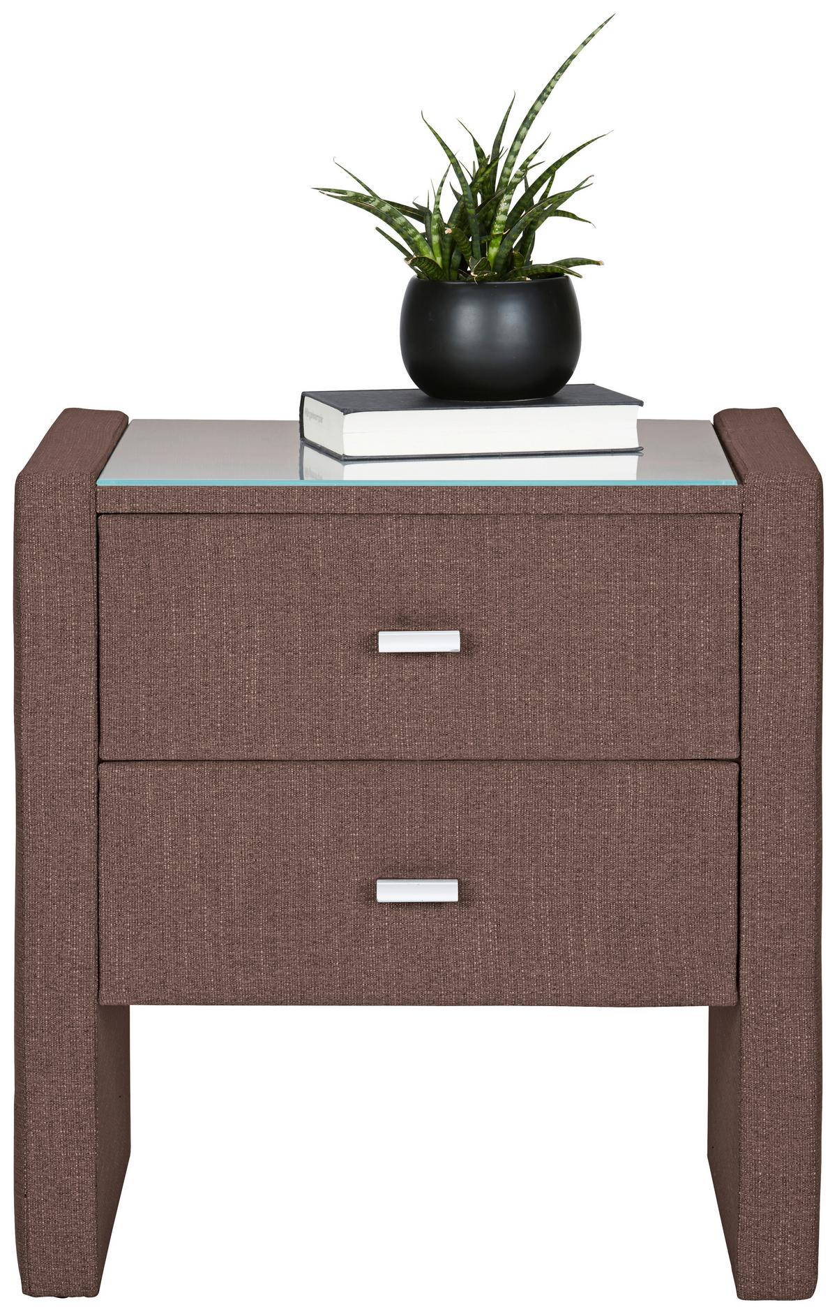 Nočna Omarica Linzi - srebrne barve/rjava, Konvencionalno, umetna masa/tekstil (52/55/39cm) - Premium Living