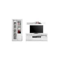 Wohnwand Daytona Weiß - Chromfarben/Weiß Hochglanz, Design, Holzwerkstoff/Metall (309/200/43cm) - Livetastic