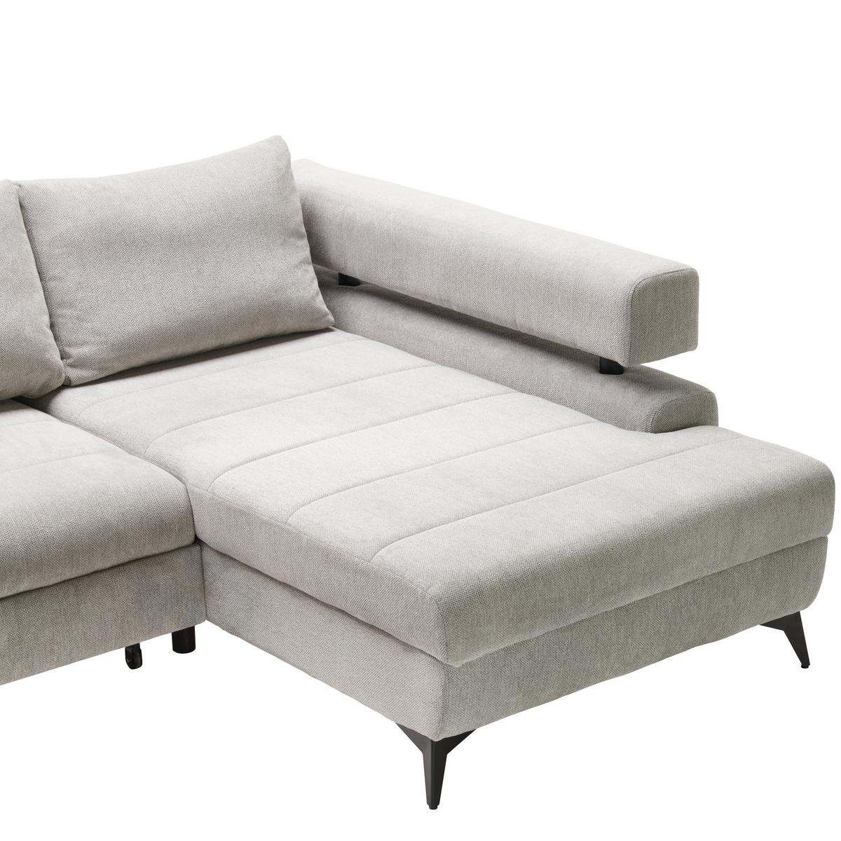 Kutna Garnitura Rosalie - svijetlo siva/crna, Konvencionalno, tekstil/metal (265/184cm) - Modern Living