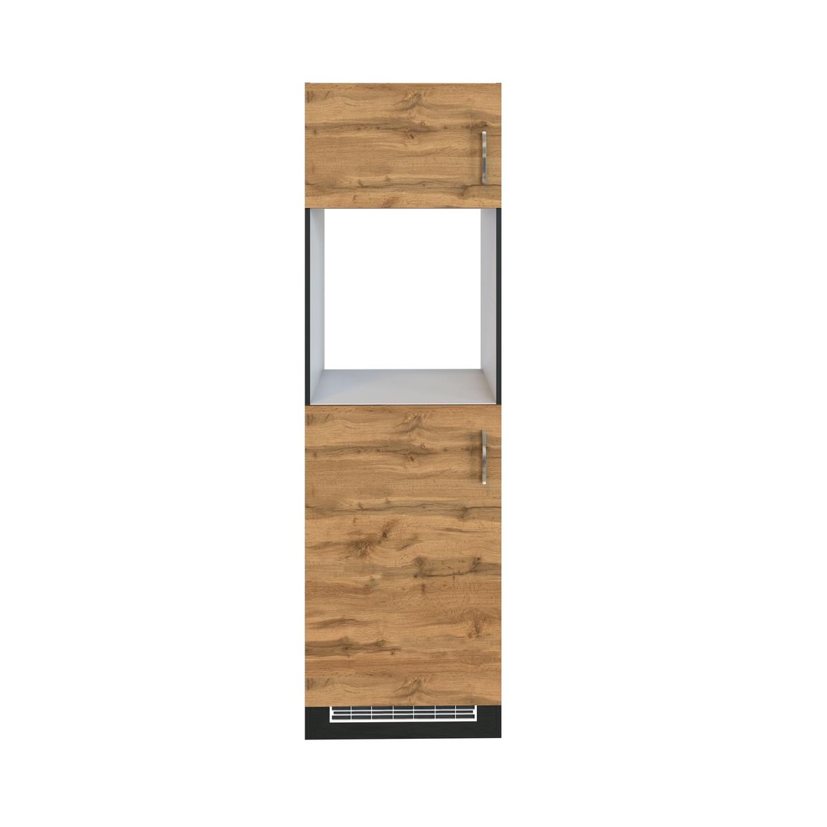 Held Backofen-/Kühlschrank Umbauschrank ca. 60 cm Eiche - Chromfarben/Eichefarben, MODERN, Holzwerkstoff/Metall (60/200/60cm) - Held