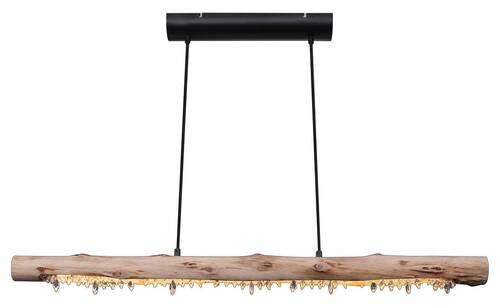 Hängeleuchte Felicitas in Naturfarben max. 15 Watt - Schwarz/Naturfarben, Basics, Holz/Kunststoff (100/8/150cm) - Globo