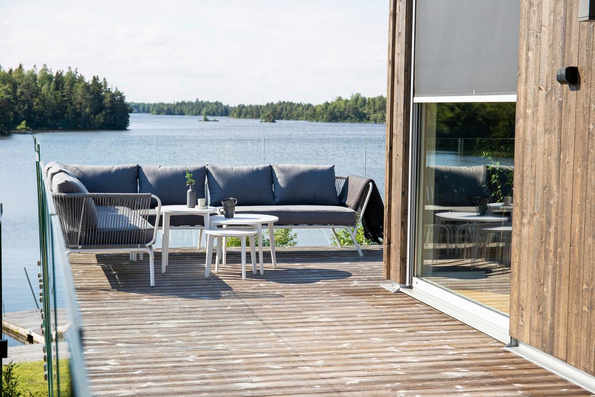 Dining-Loungeset Roxo ca. 283x221 cm Grau/Weiß - Weiß/Grau, KONVENTIONELL, Textil/Metall - Gardenson