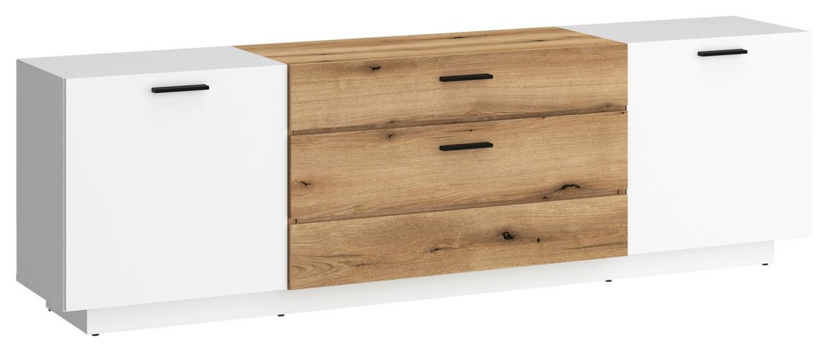 Tv-komoda Dalano - bijela/boje hrasta, Trend, drvni materijal/plastika (175,9/55,5/41,6cm) - Modern Living