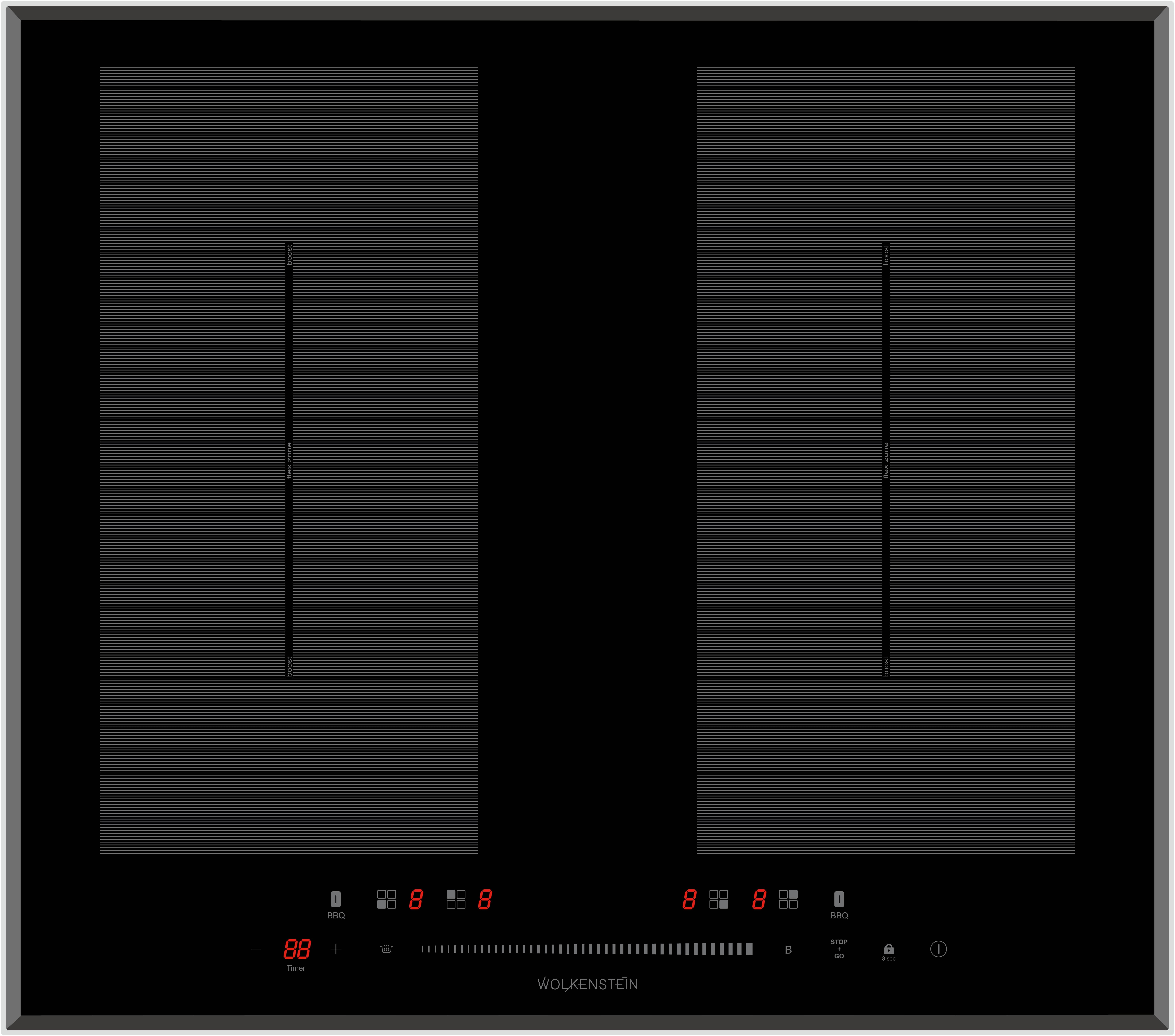 Kochfeld WIF60-2FZF Schwarz - Schwarz, Basics, Glas (59/5,7/52cm) - Wolkenstein