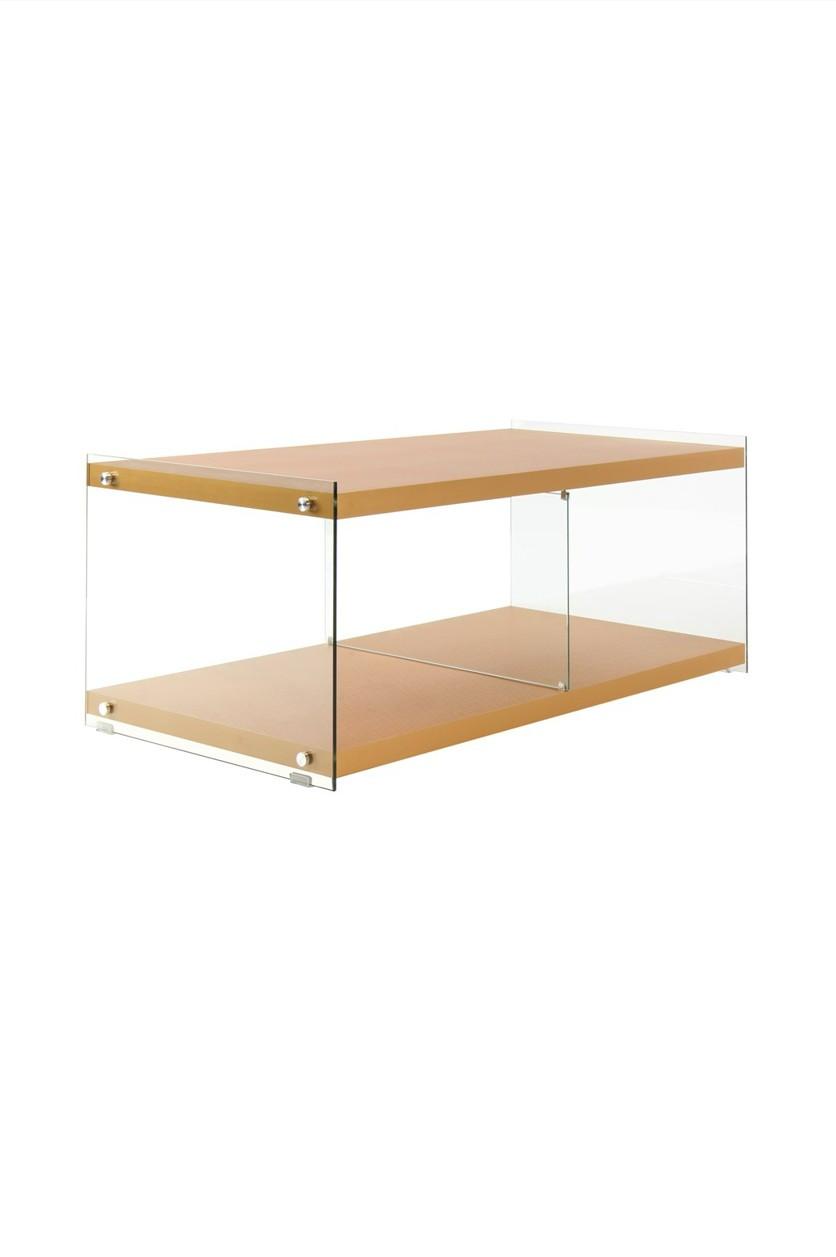 Beistelltisch Tv-Tisch Elementary 200 Gold - Goldfarben, Design, Glas/Holz (120/45/60cm) - Kayoom