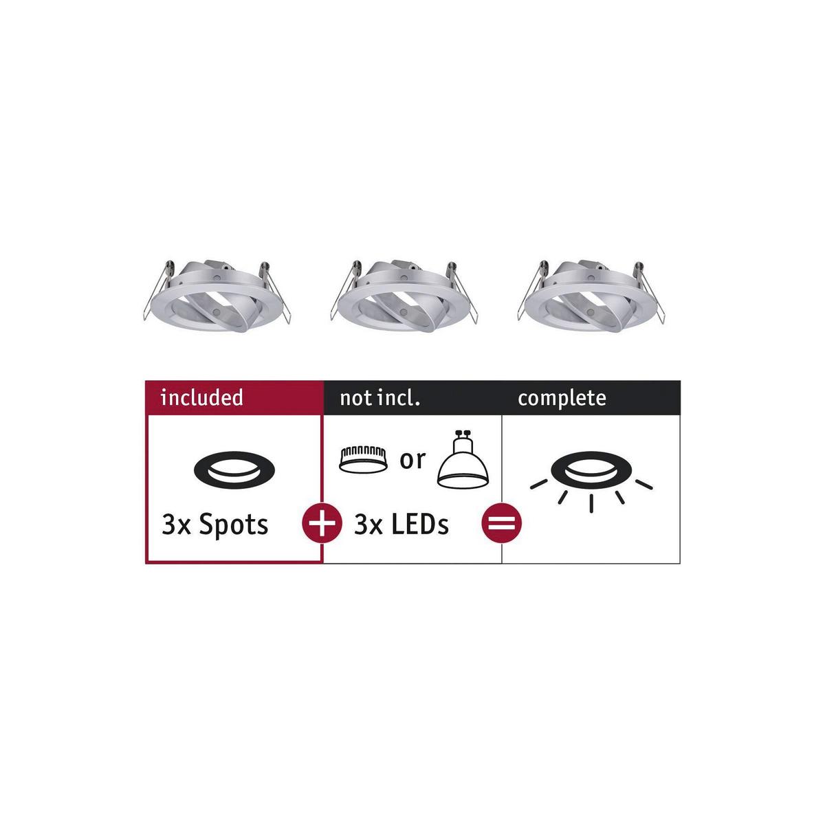 Deckenleuchte Choose! Spot Set max. 10 Watt, 3-teilig - Alufarben, Basics, Metall (8,4cm) - Paulmann