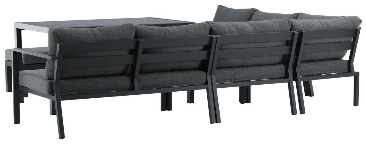 DINING-LOUNGESET RAMOS - Schwarz/Grau, KONVENTIONELL, Textil/Metall (294/210cm) - Gardenson