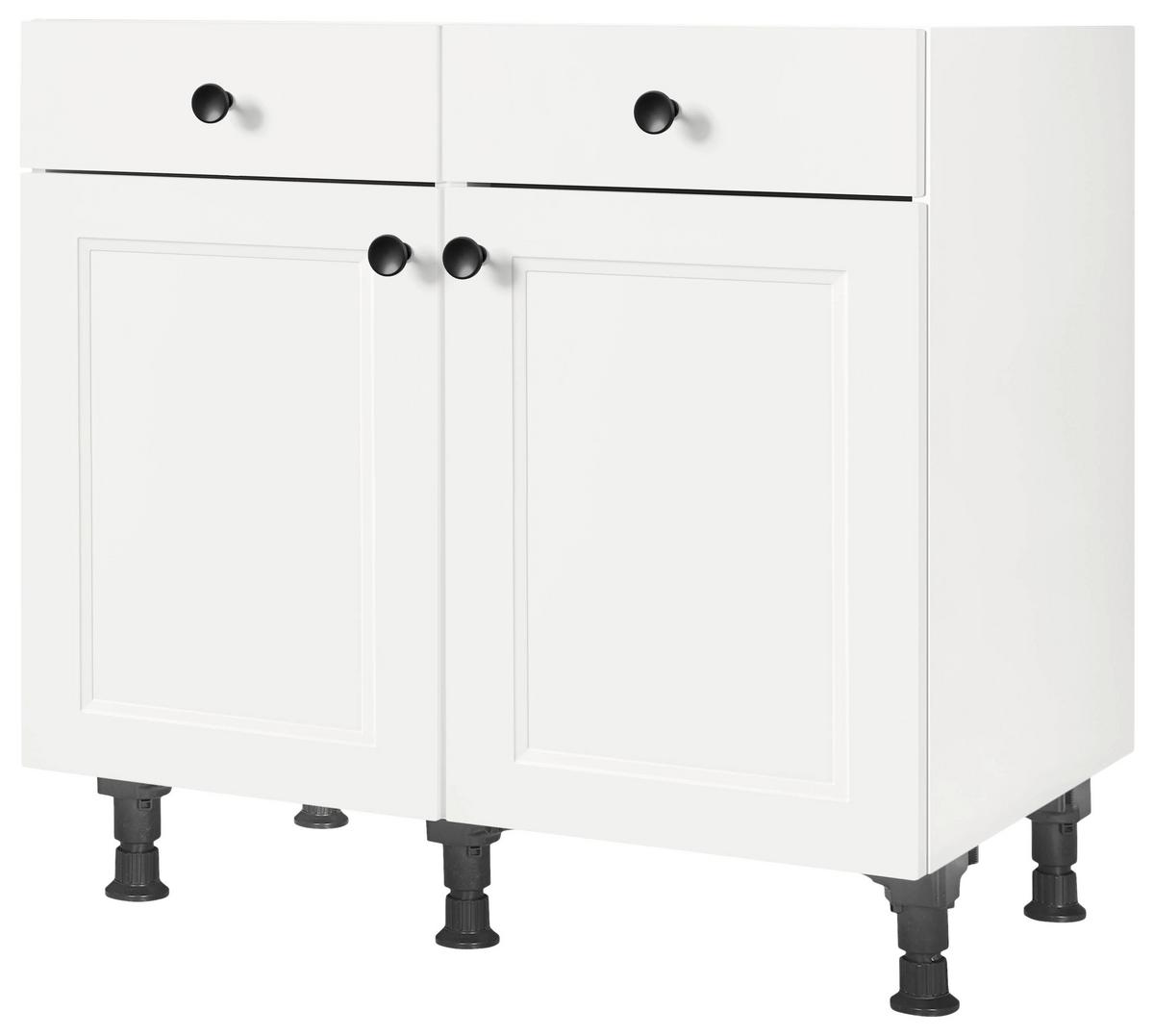 Schubkastenunterschrank Cascada Weiß - Schwarz/Weiß, MODERN, Holzwerkstoff/Metall (90/87/56cm) - Nobilia