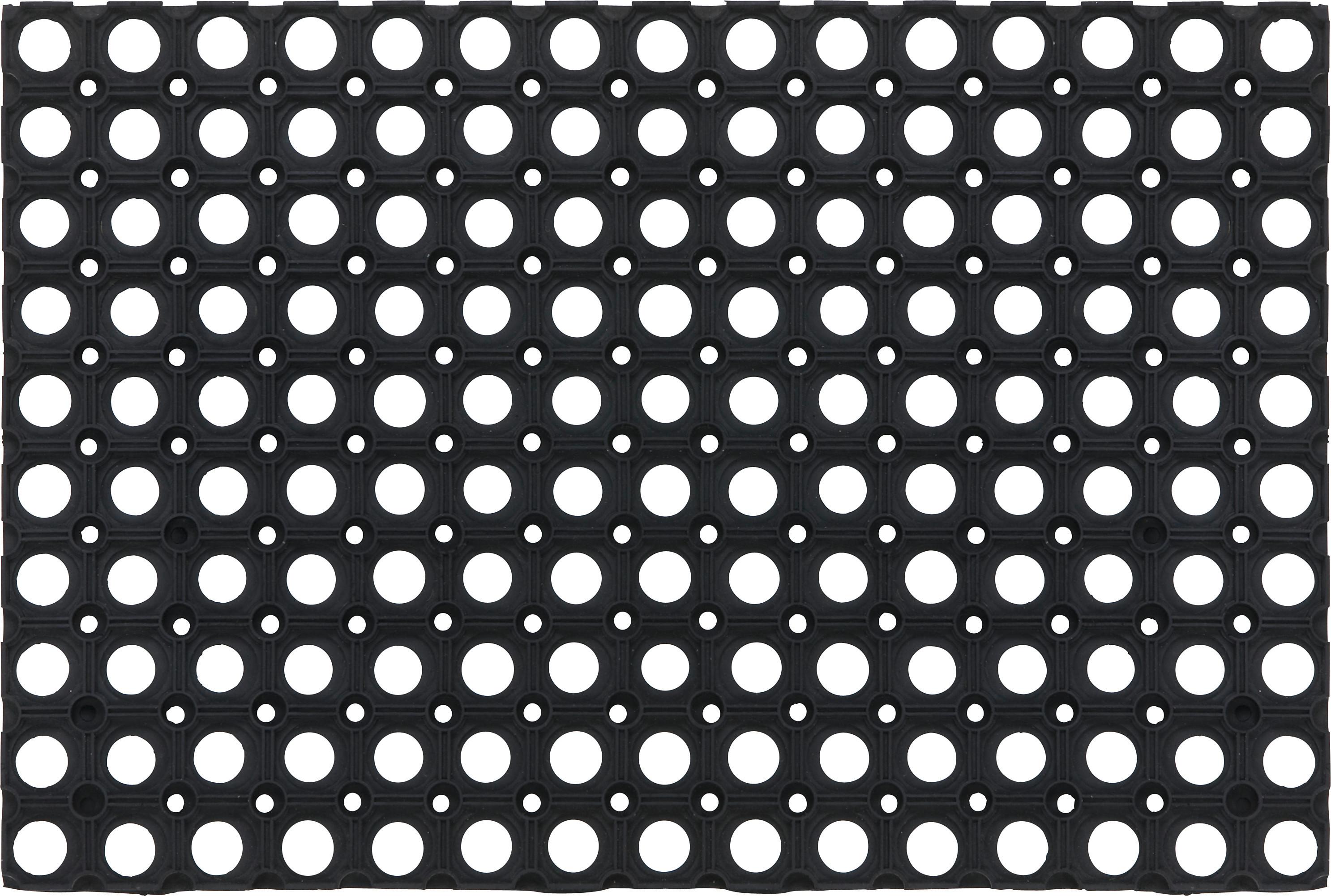 Fussmatte Ring Rubber in Schwarz ca. 40x60cm - Schwarz, Konventionell, Kunststoff (40/60cm) - Modern Living